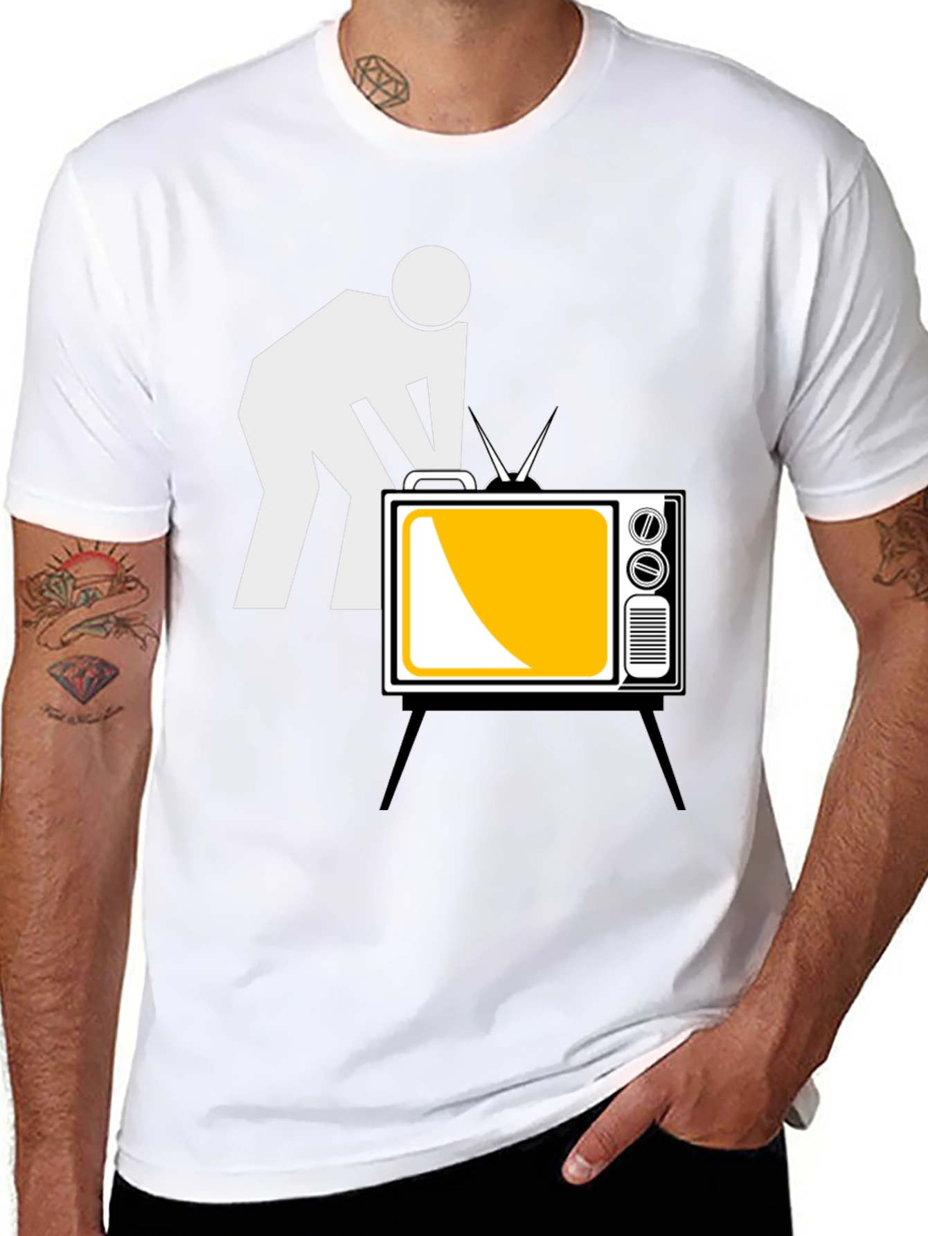 Funny TV Repairman Graphic Tee - Black