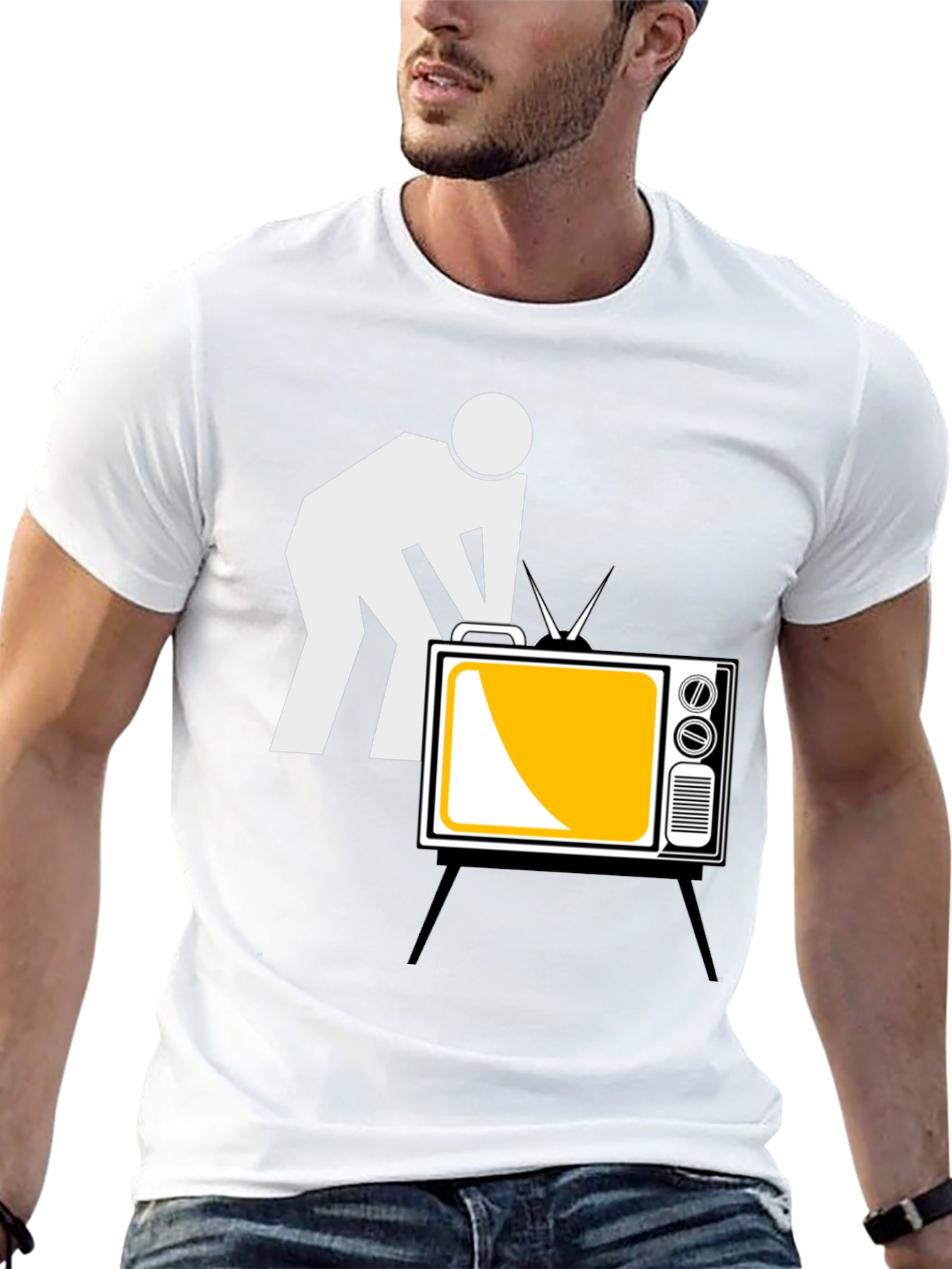 Funny TV Repairman Graphic Tee - Black