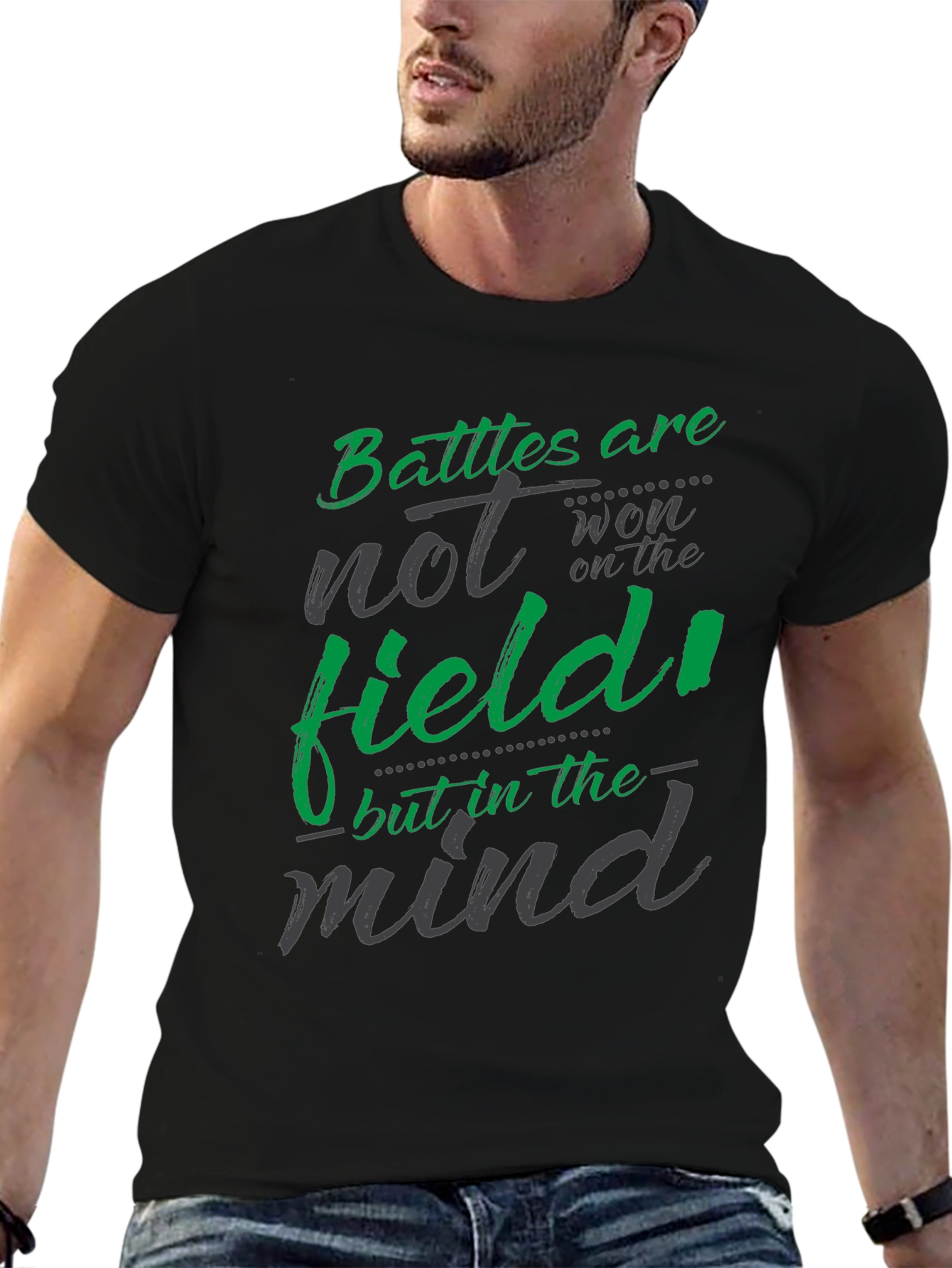 Battles are won in the mind Black T-shirt