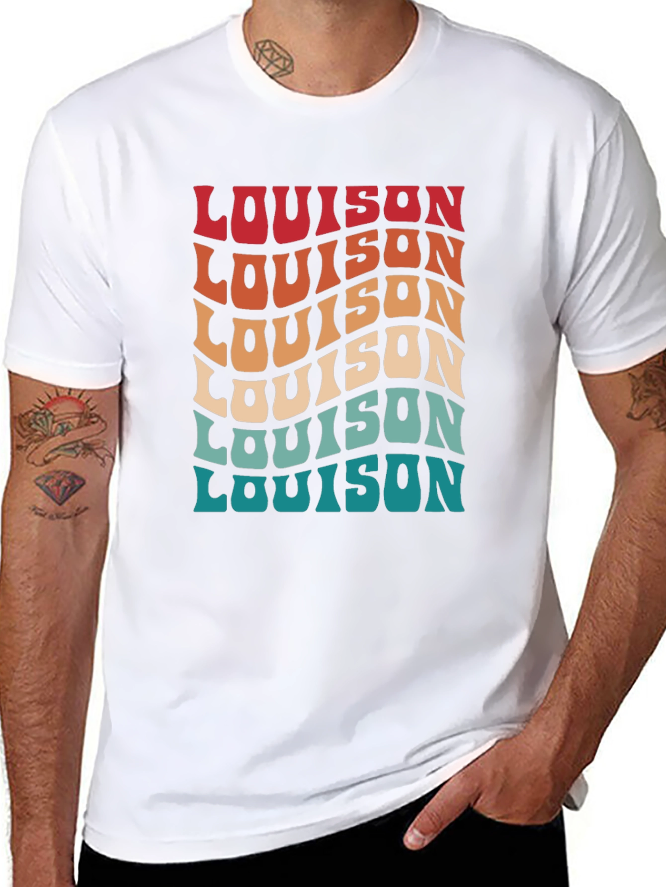 Wavy Text Graphic Tee - Retro Style