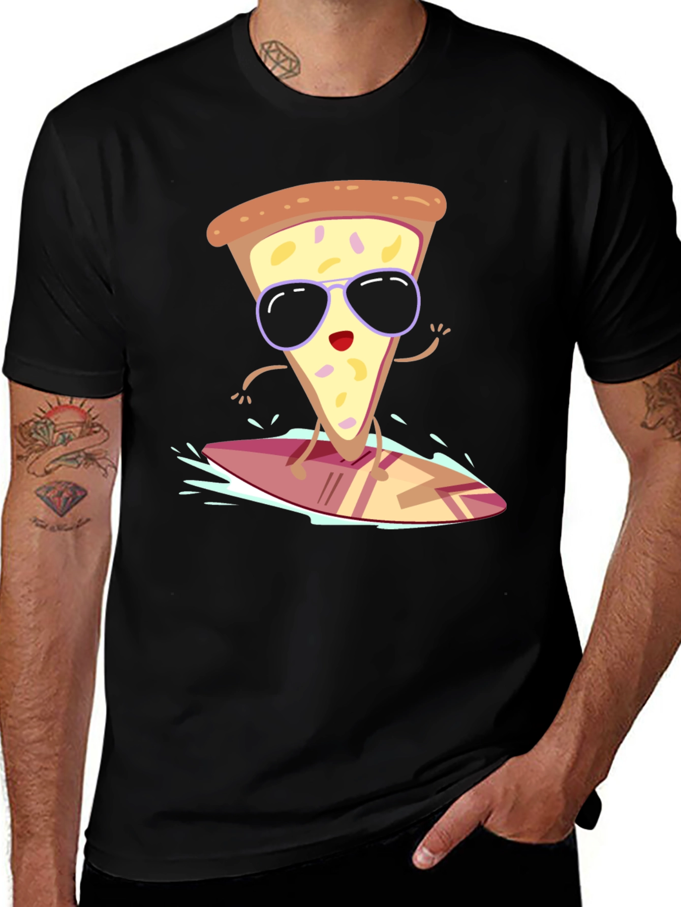 Cool Pizza Slice Surfing T-Shirt