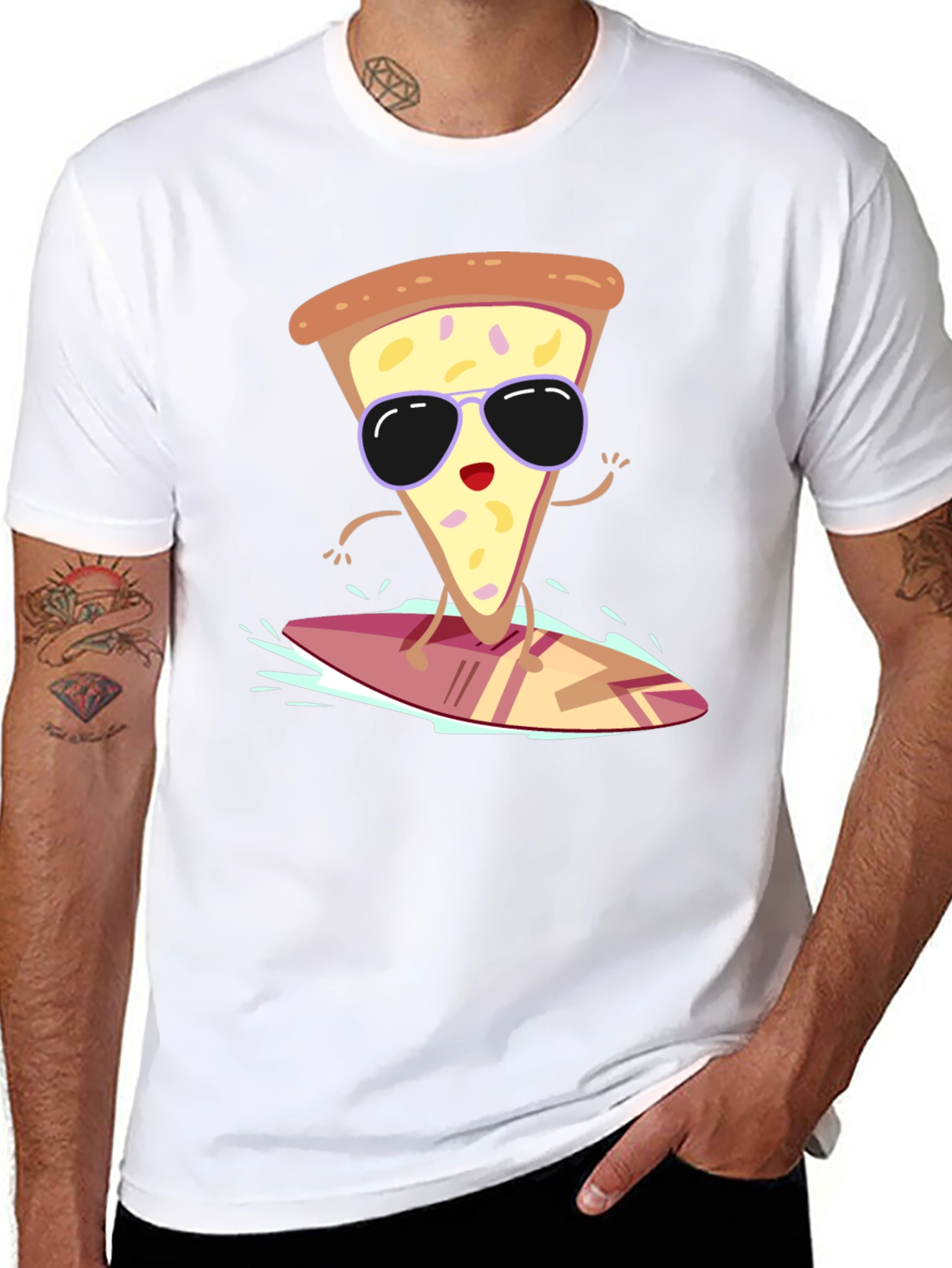 Cool Pizza Slice Surfing T-Shirt