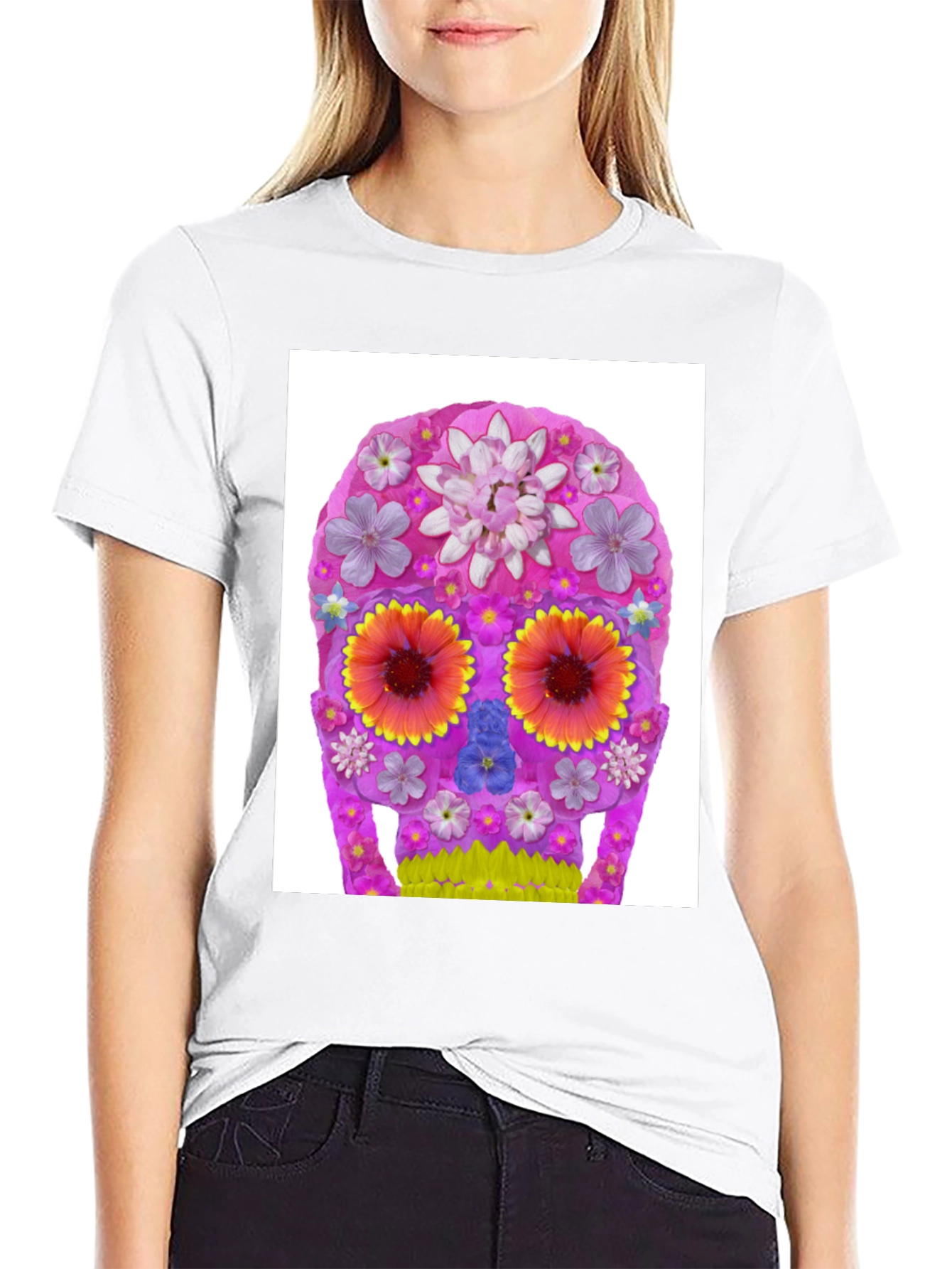 Floral Sugar Skull Graphic T-Shirt
