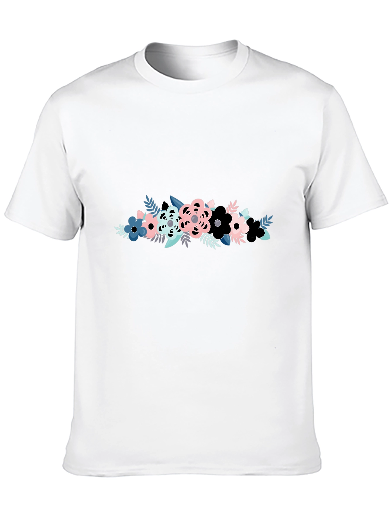 Floral Graphic Print Mens Black T-Shirt