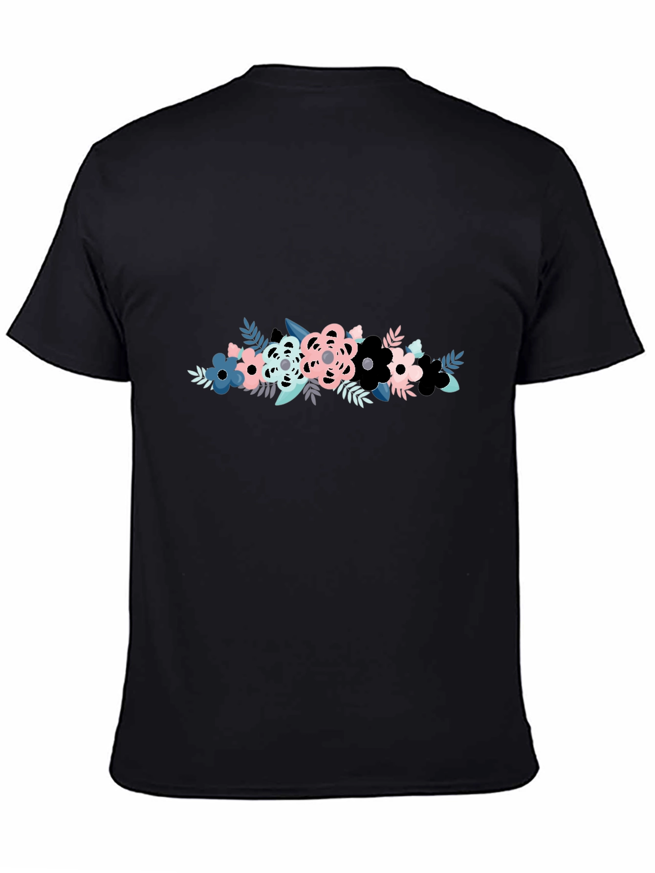 Floral Graphic Print Mens Black T-Shirt