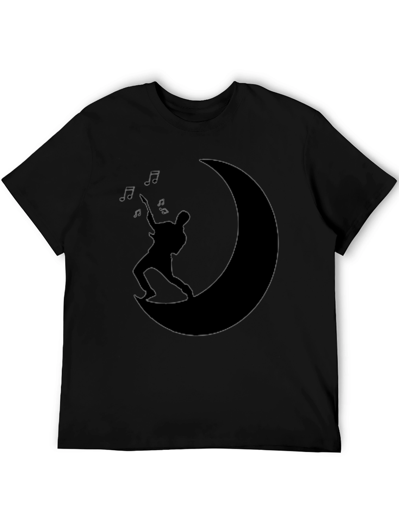 Moon Guitarist Black T-Shirt - Music Lover Tee