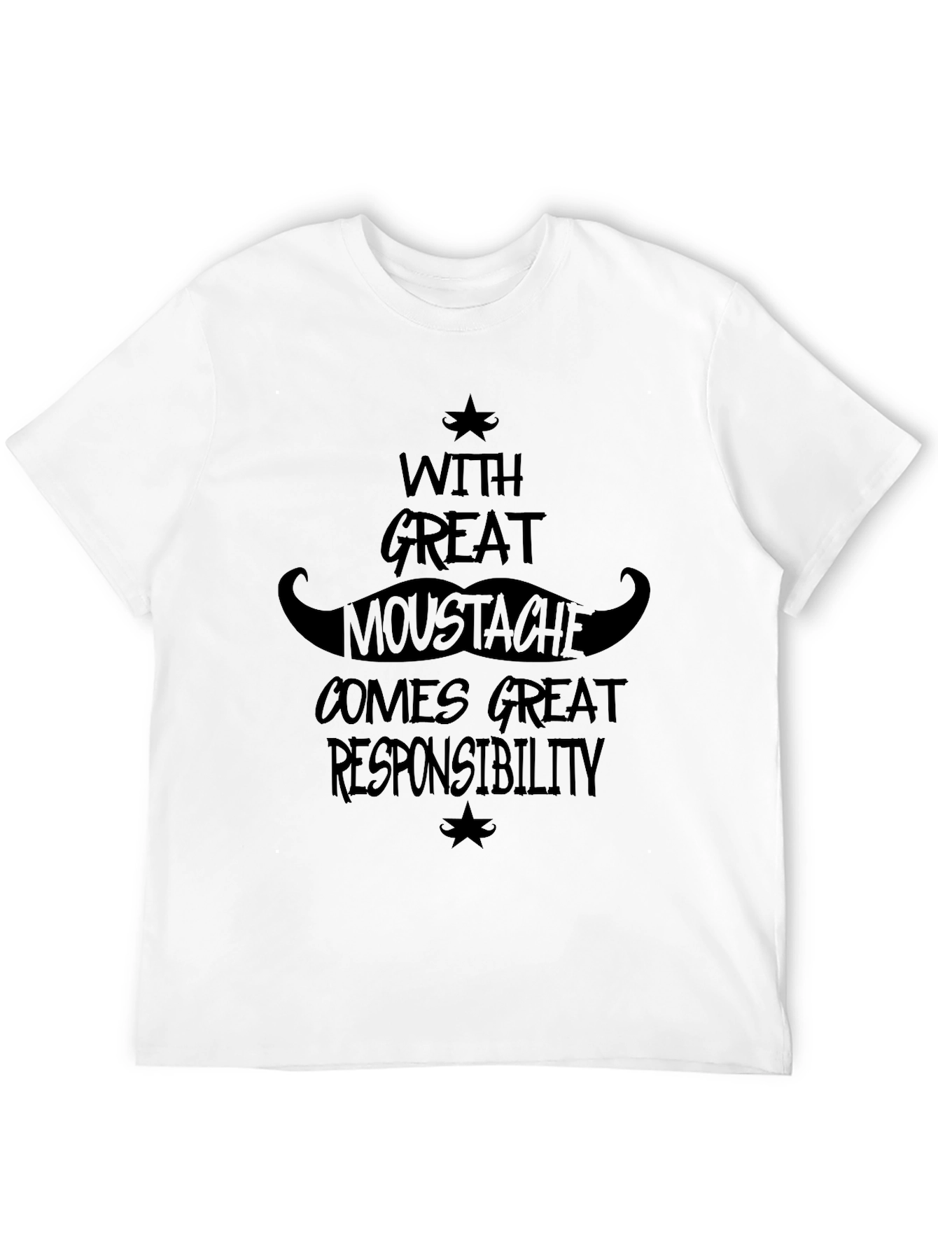 Mustache Responsibility Graphic Tee - Black Cotton Blend
