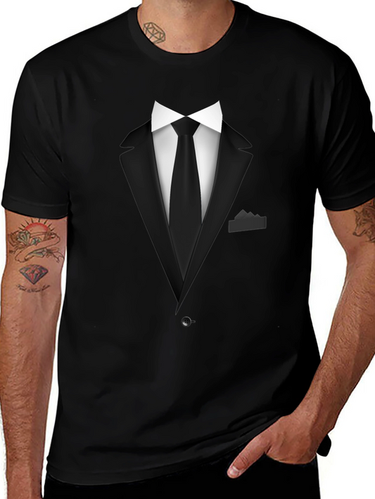 Suit & Tie Graphic Tee - Formal Illusion Black T-Shirt