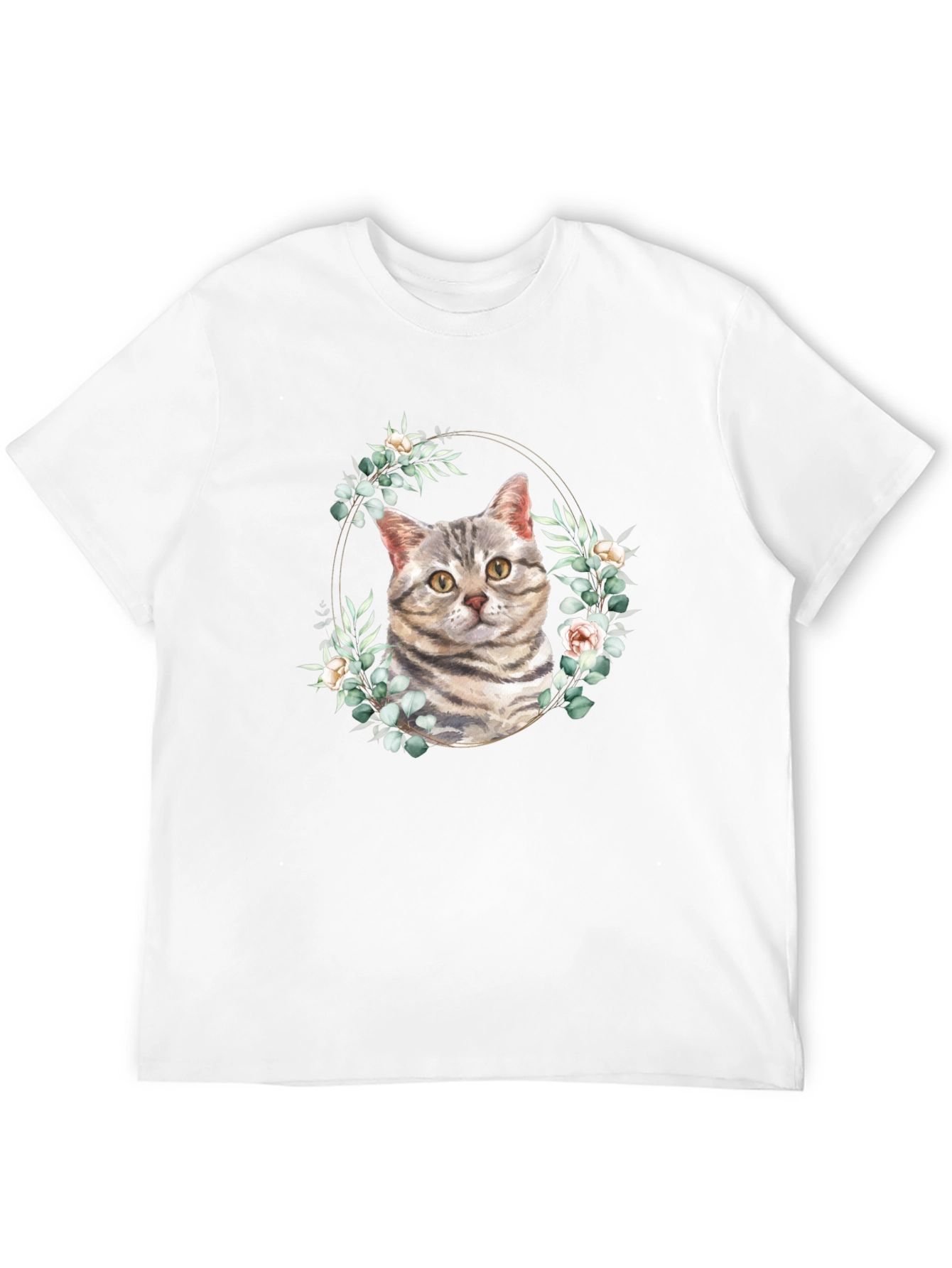 Cat & Floral Wreath Graphic Tee
