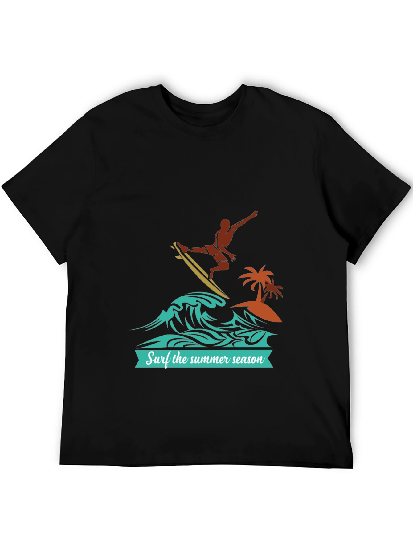 Surf the Summer Season Black Graphic Tee