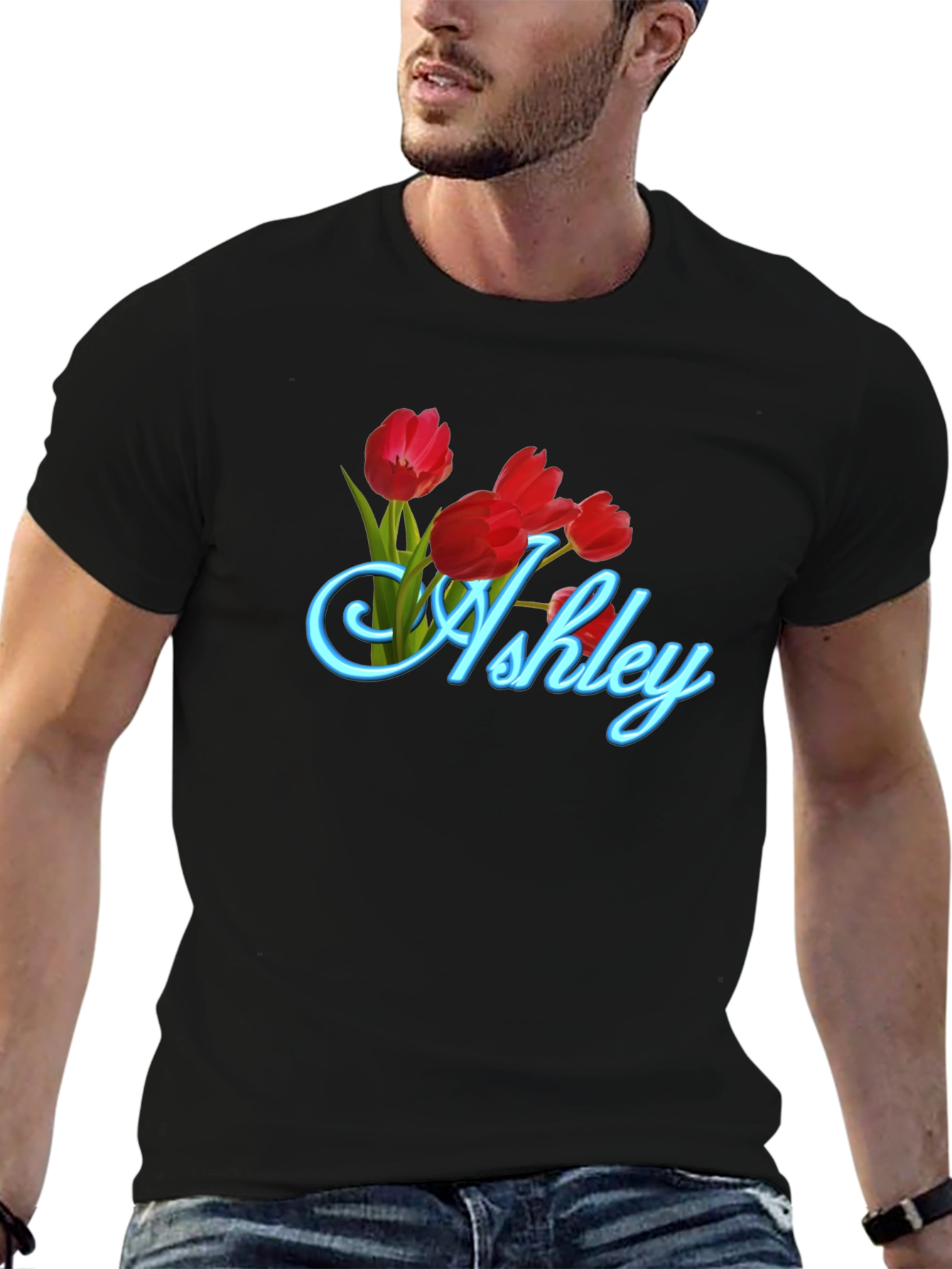 Ashley Floral Tulip Black T-Shirt