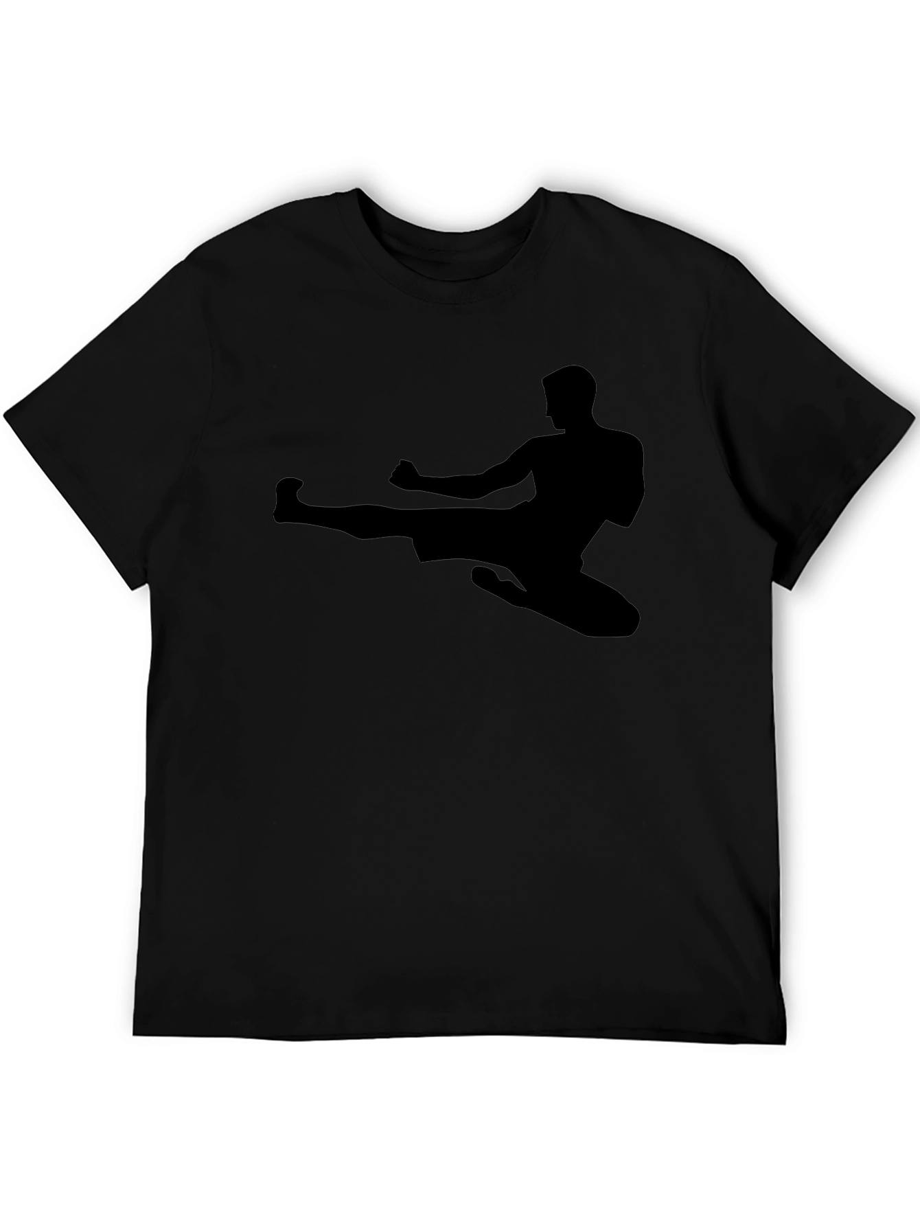 Martial Arts Kick Silhouette Black T-Shirt