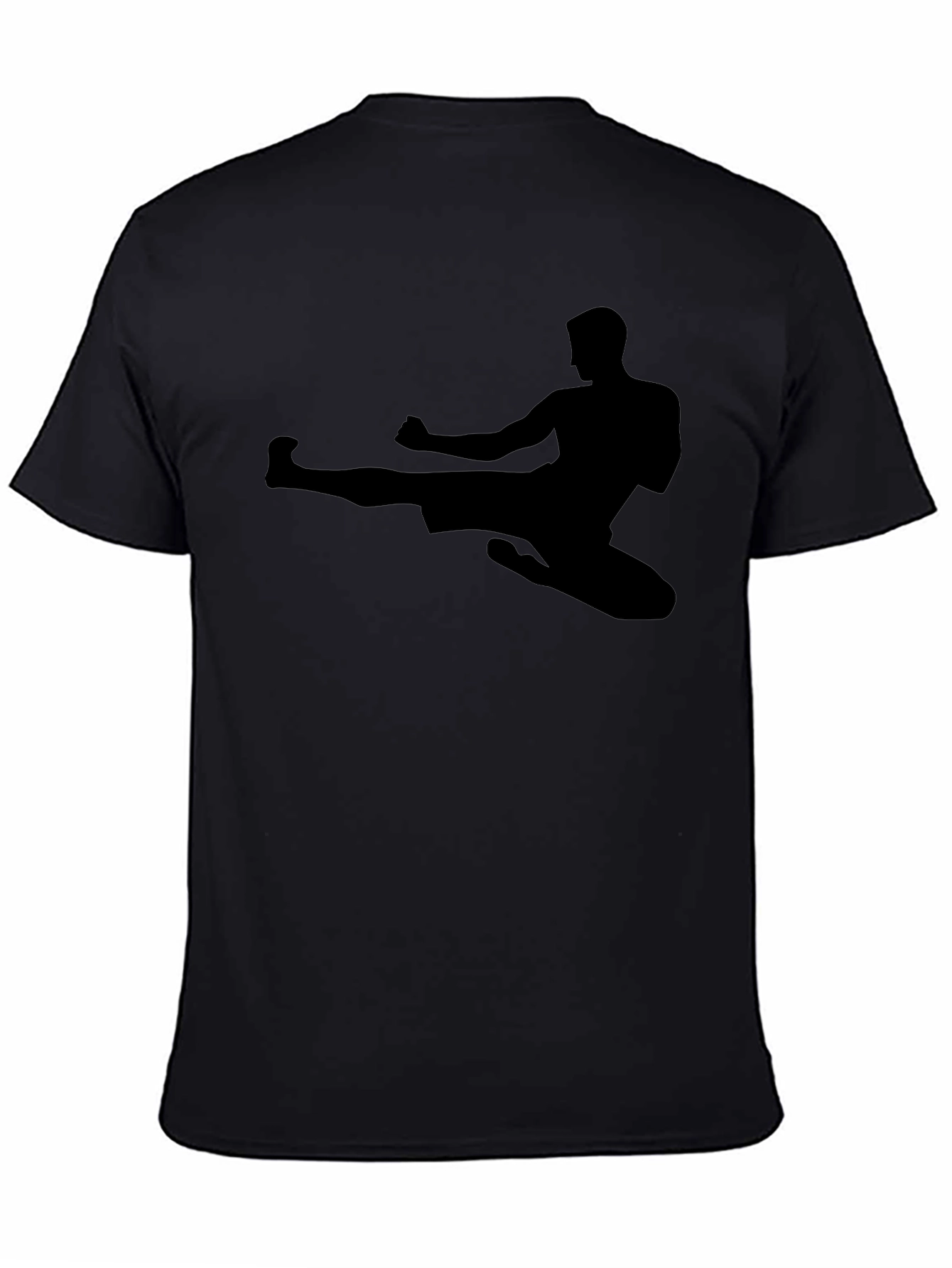Martial Arts Kick Silhouette Black T-Shirt