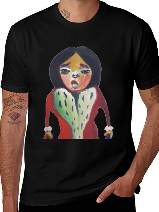 Unique Cartoon Graphic Tee - Black Cotton Casual Shirt