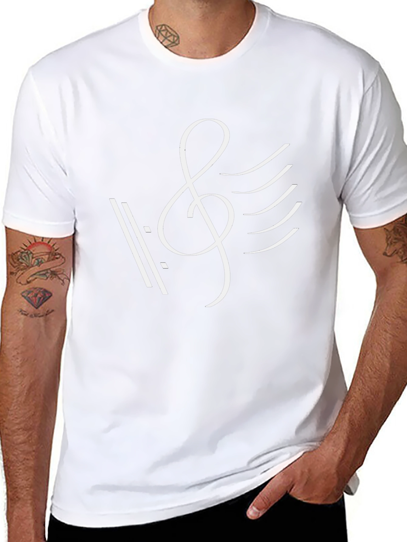 Musical Note Graphic Tee - Black Cotton T-Shirt