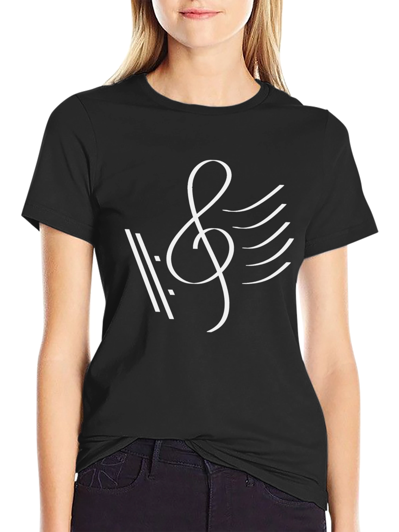 Musical Note Graphic Tee - Black Cotton T-Shirt