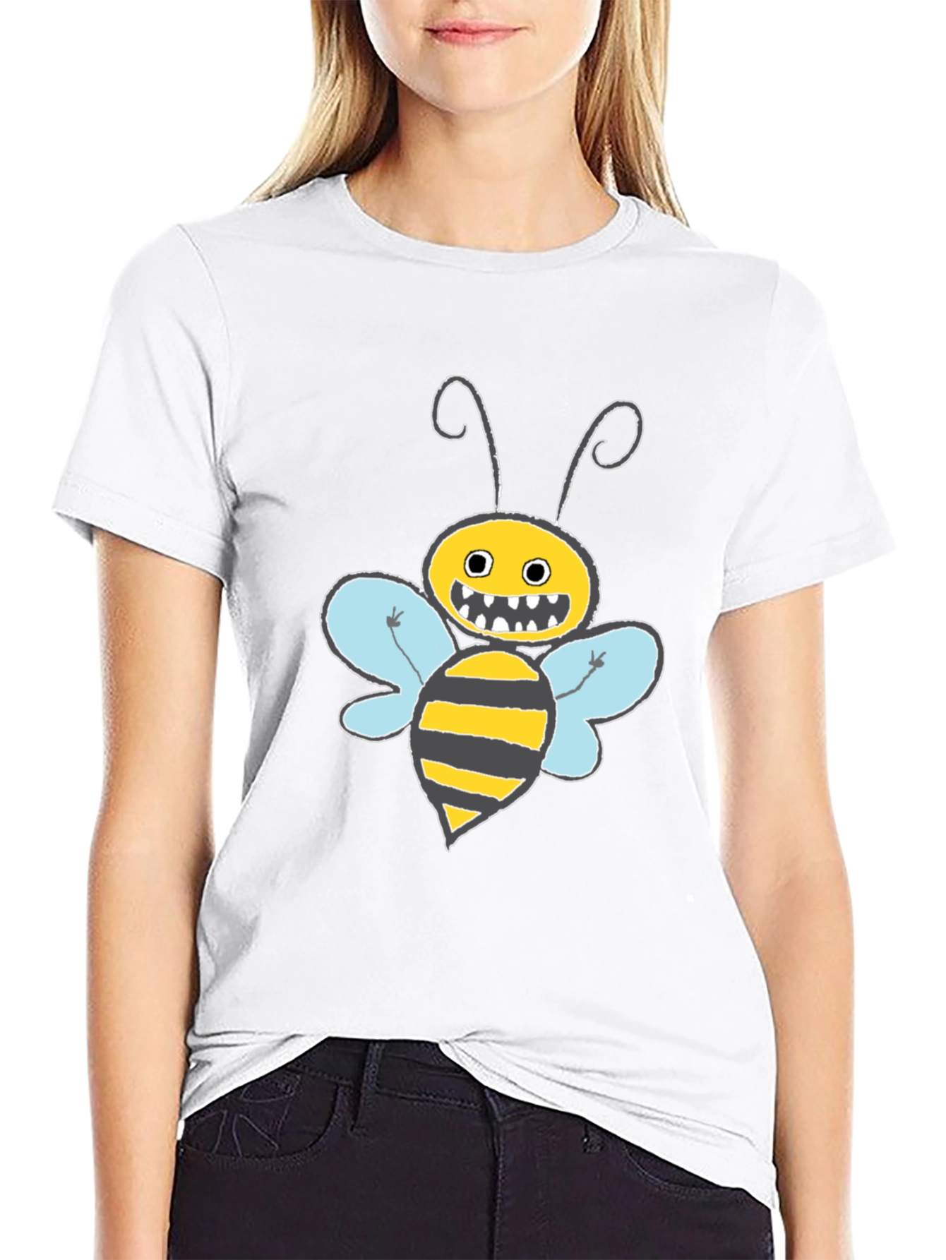 Funny Bee Graphic T-Shirt - Black Crew Neck Tee