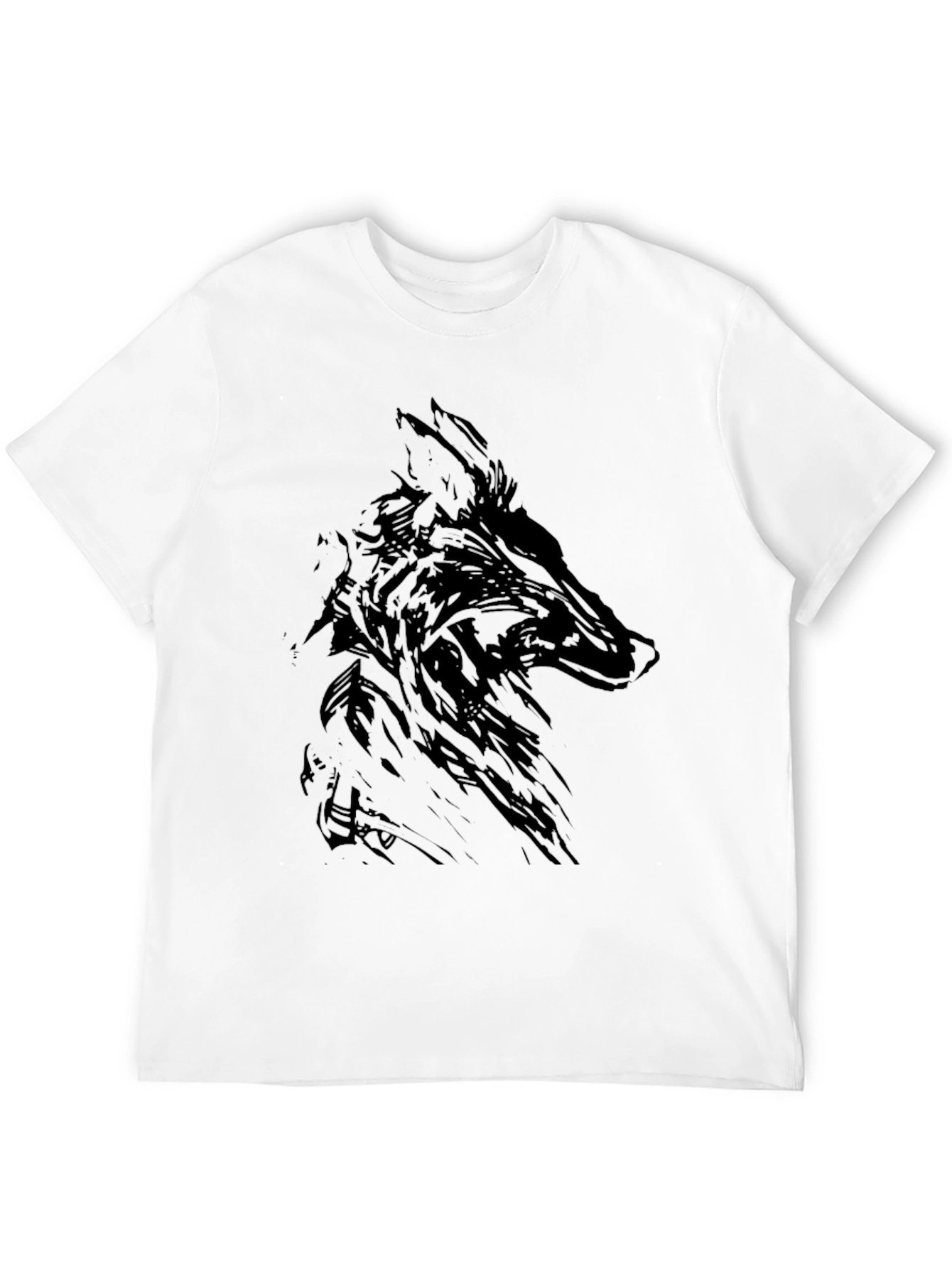 Mens Black Wolf Graphic Print T-Shirt
