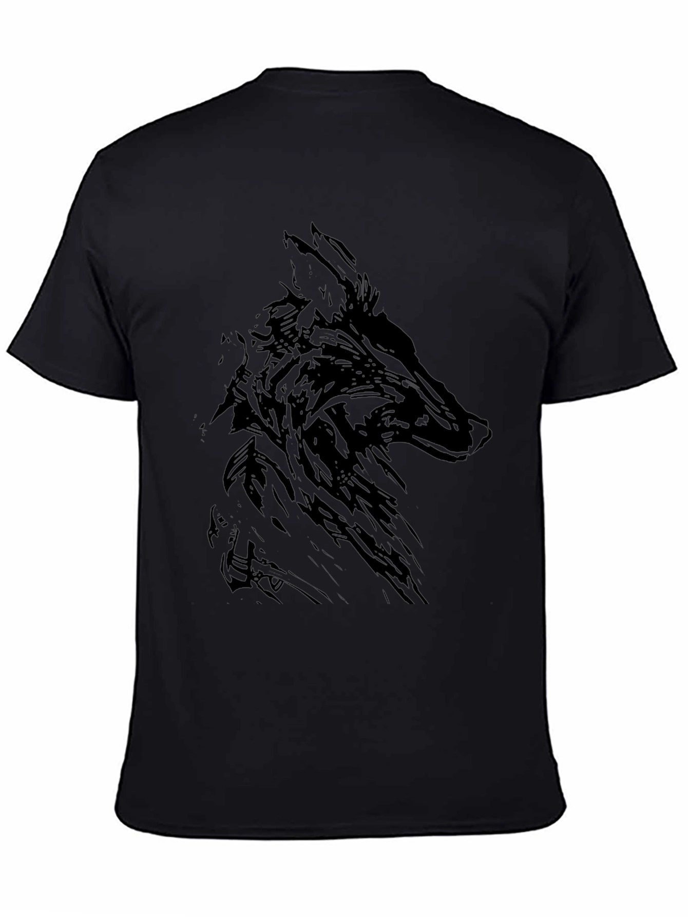 Mens Black Wolf Graphic Print T-Shirt