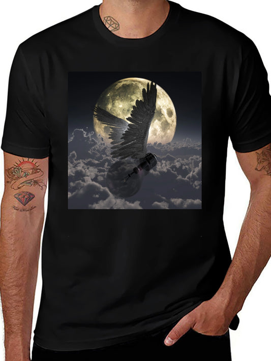 Winged Lightbulb Moon Graphic T-Shirt