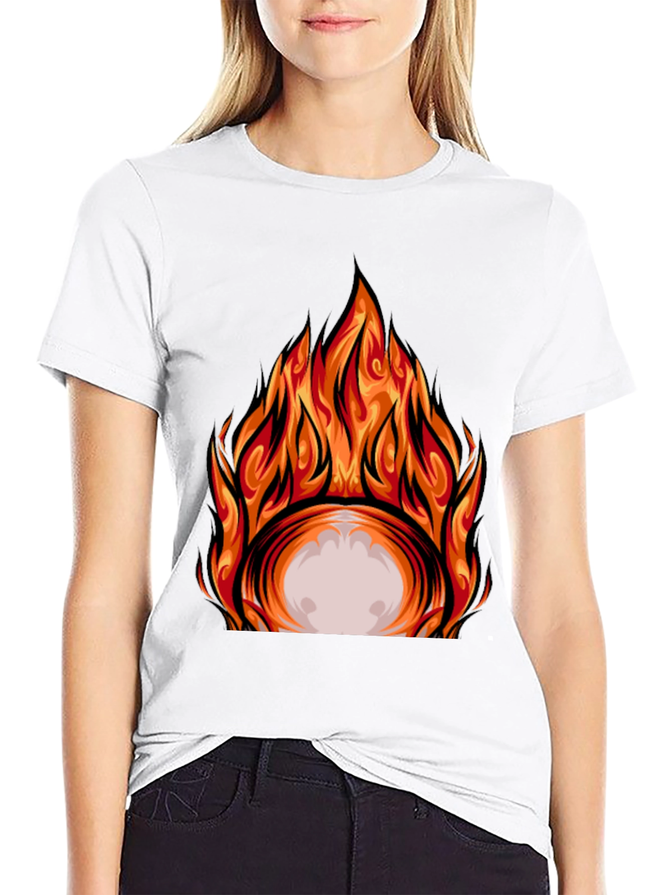 Fiery Graphic Print Black T-Shirt