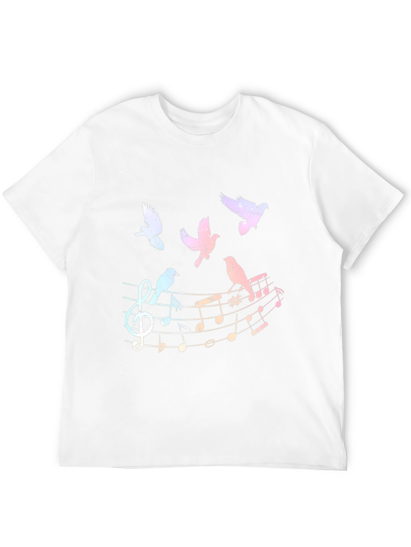 Musical Birds Graphic Tee - Black Cotton Shirt
