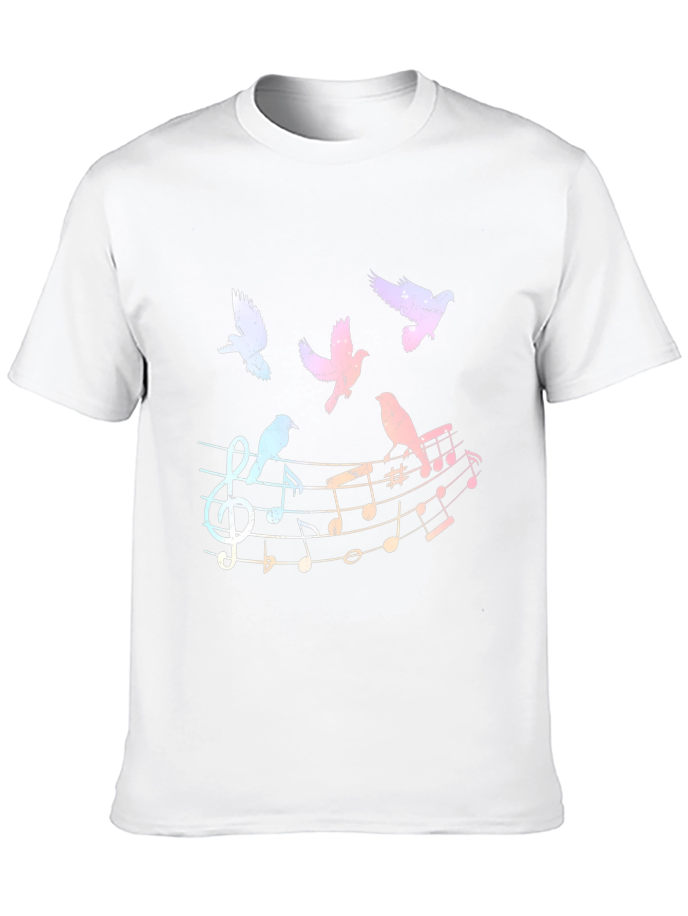 Musical Birds Graphic Tee - Black Cotton Shirt
