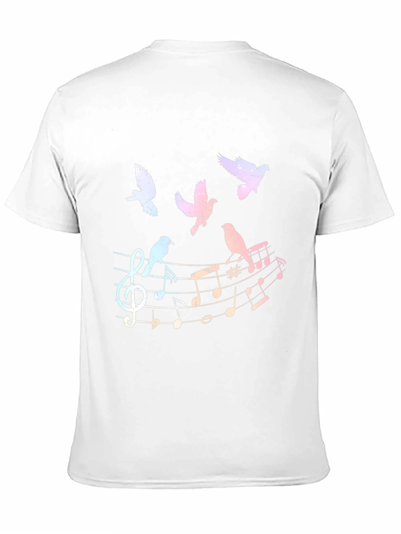 Musical Birds Graphic Tee - Black Cotton Shirt
