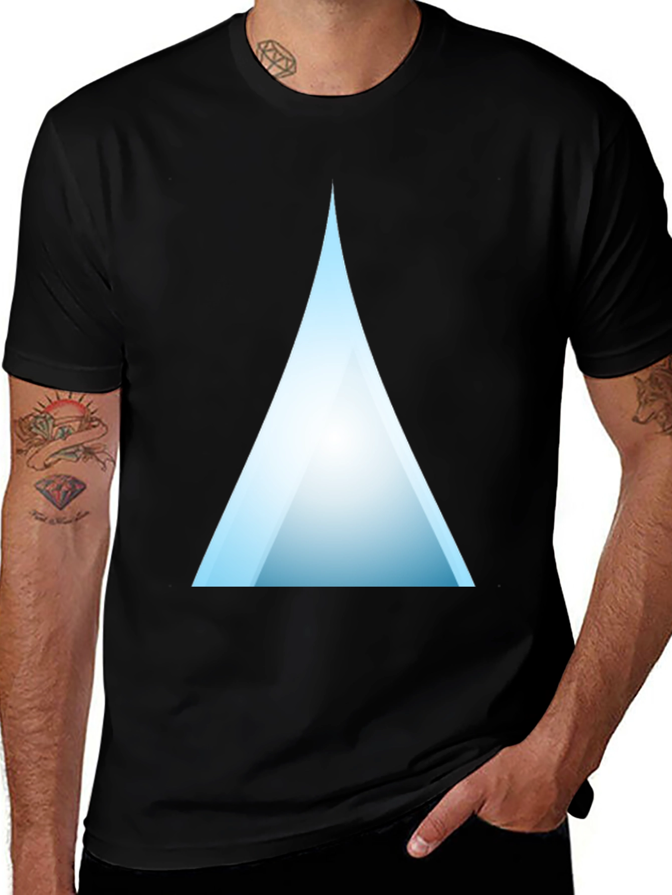 Modern Triangle Graphic T-Shirt - Black