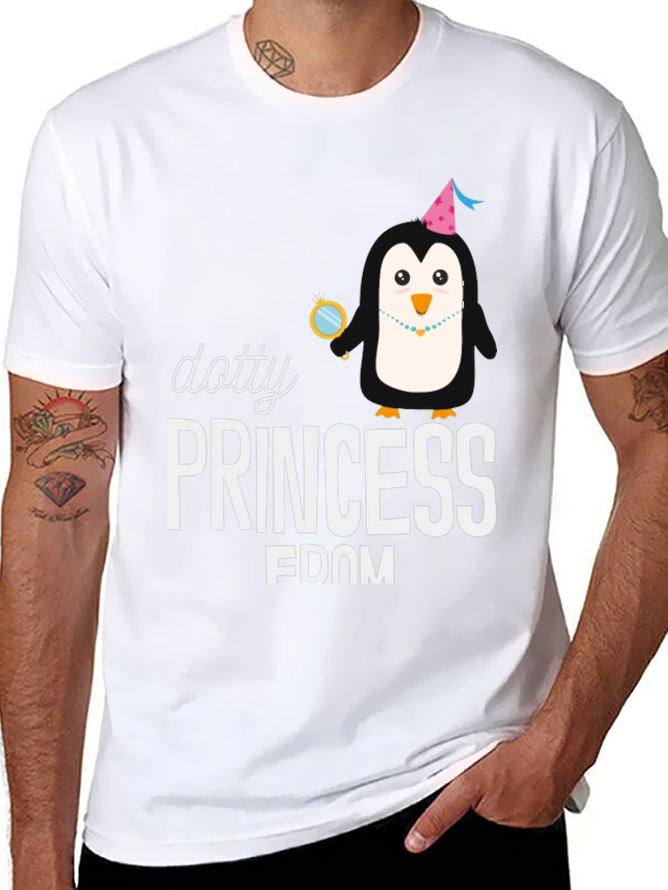 Dotty Princess Penguin T-Shirt - Black
