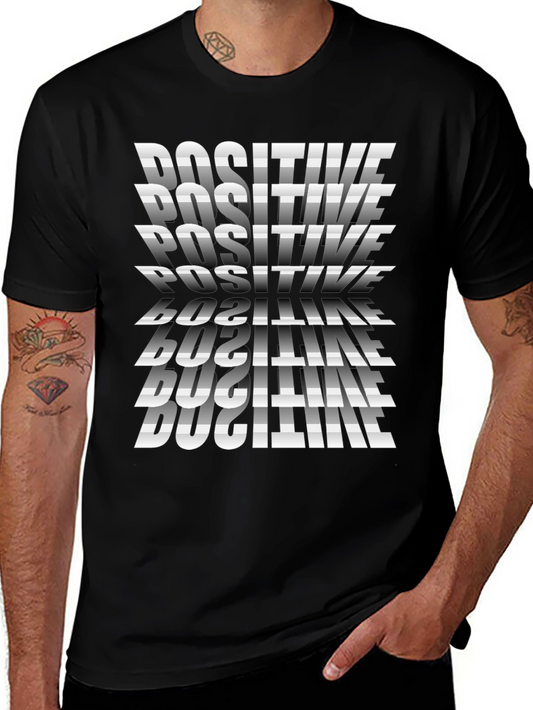 Positive Graphic Print Crew Neck Tee - Black