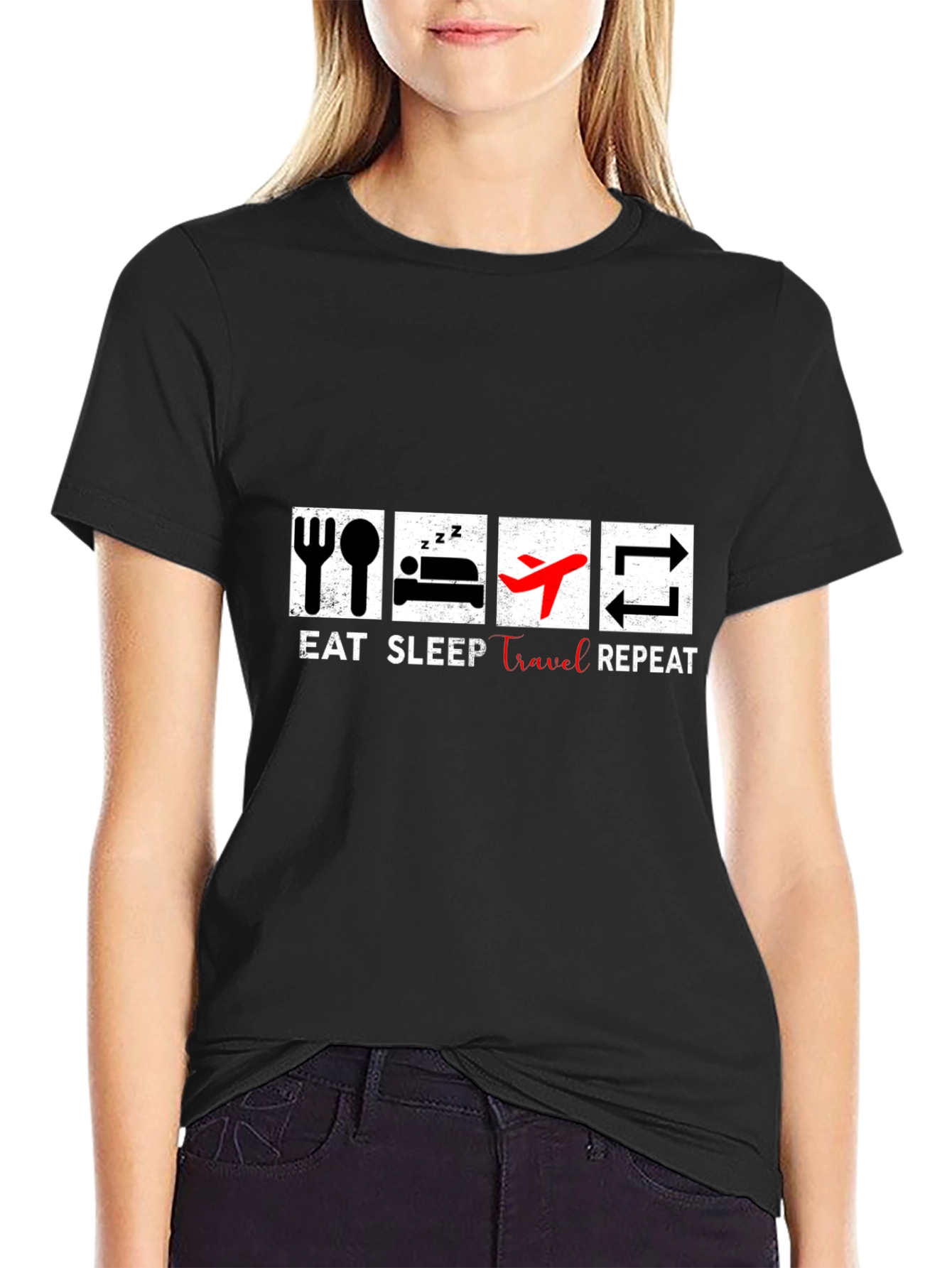 Eat Sleep Travel Repeat Graphic T-Shirt