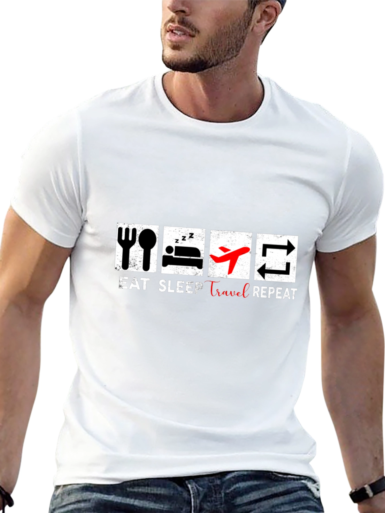 Eat Sleep Travel Repeat Graphic T-Shirt