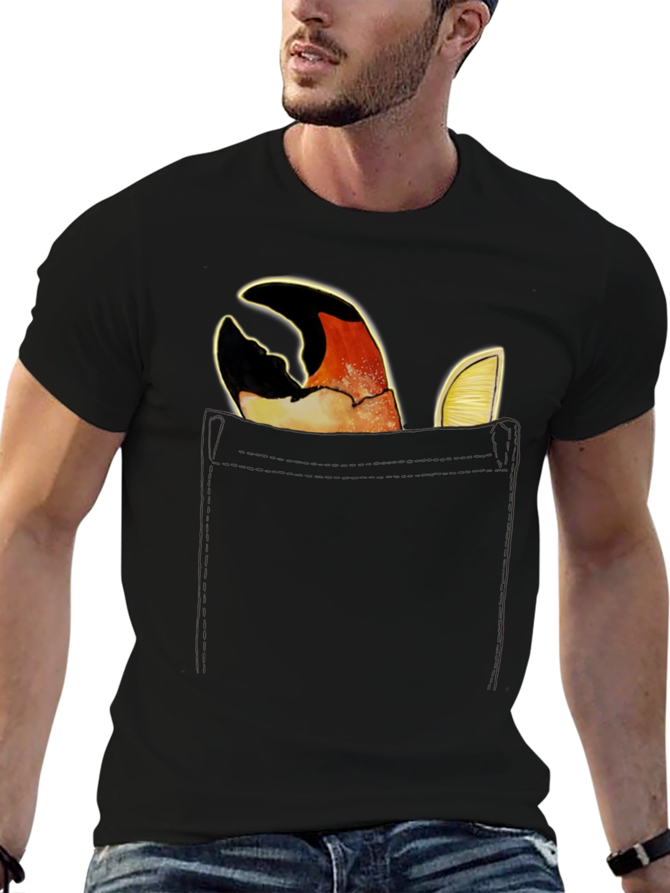 Crab Claw Pocket Tee - Novelty Graphic T-Shirt