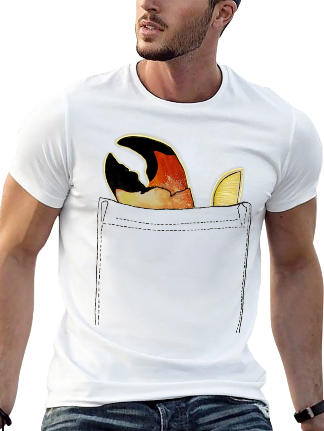 Crab Claw Pocket Tee - Novelty Graphic T-Shirt