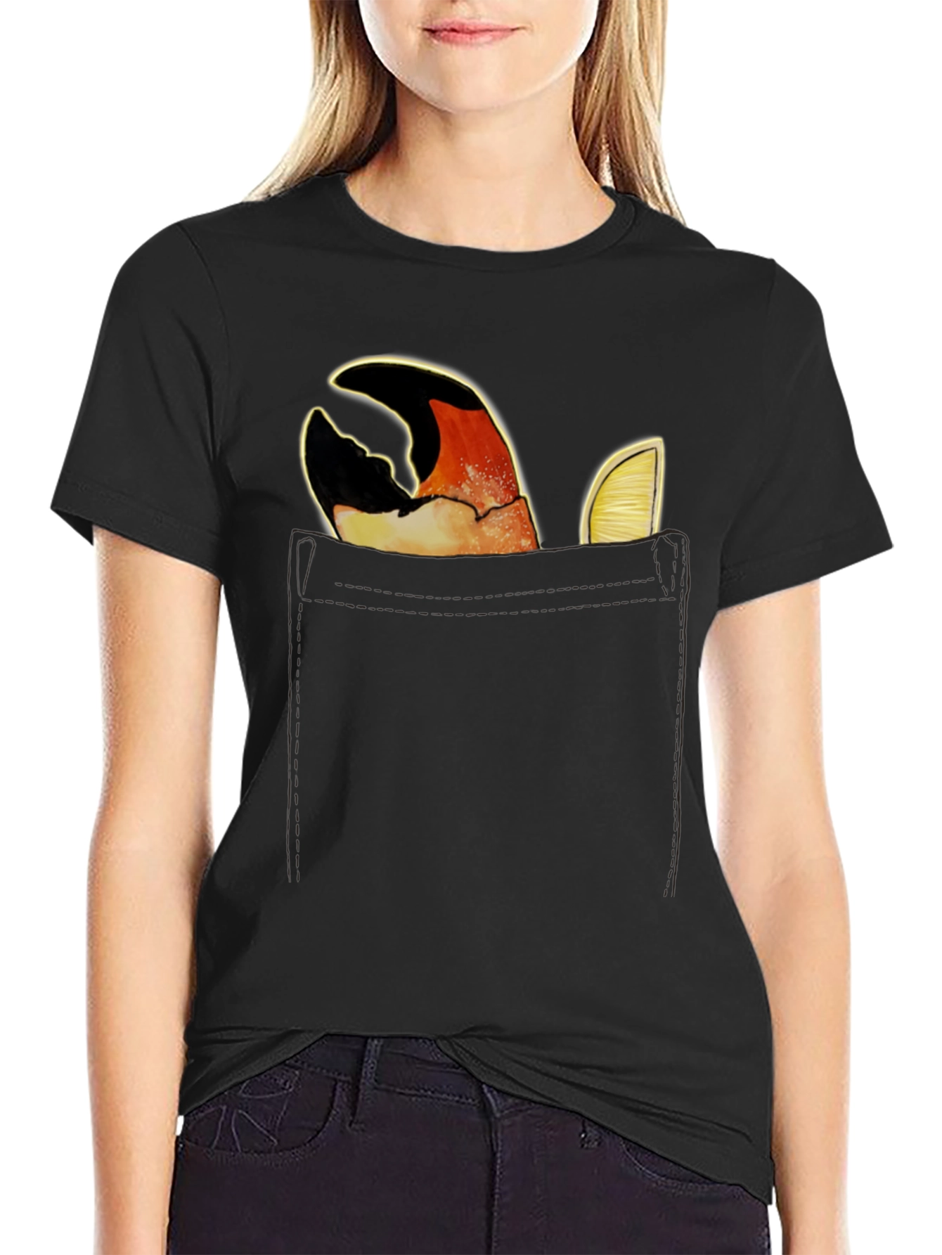 Crab Claw Pocket Tee - Novelty Graphic T-Shirt