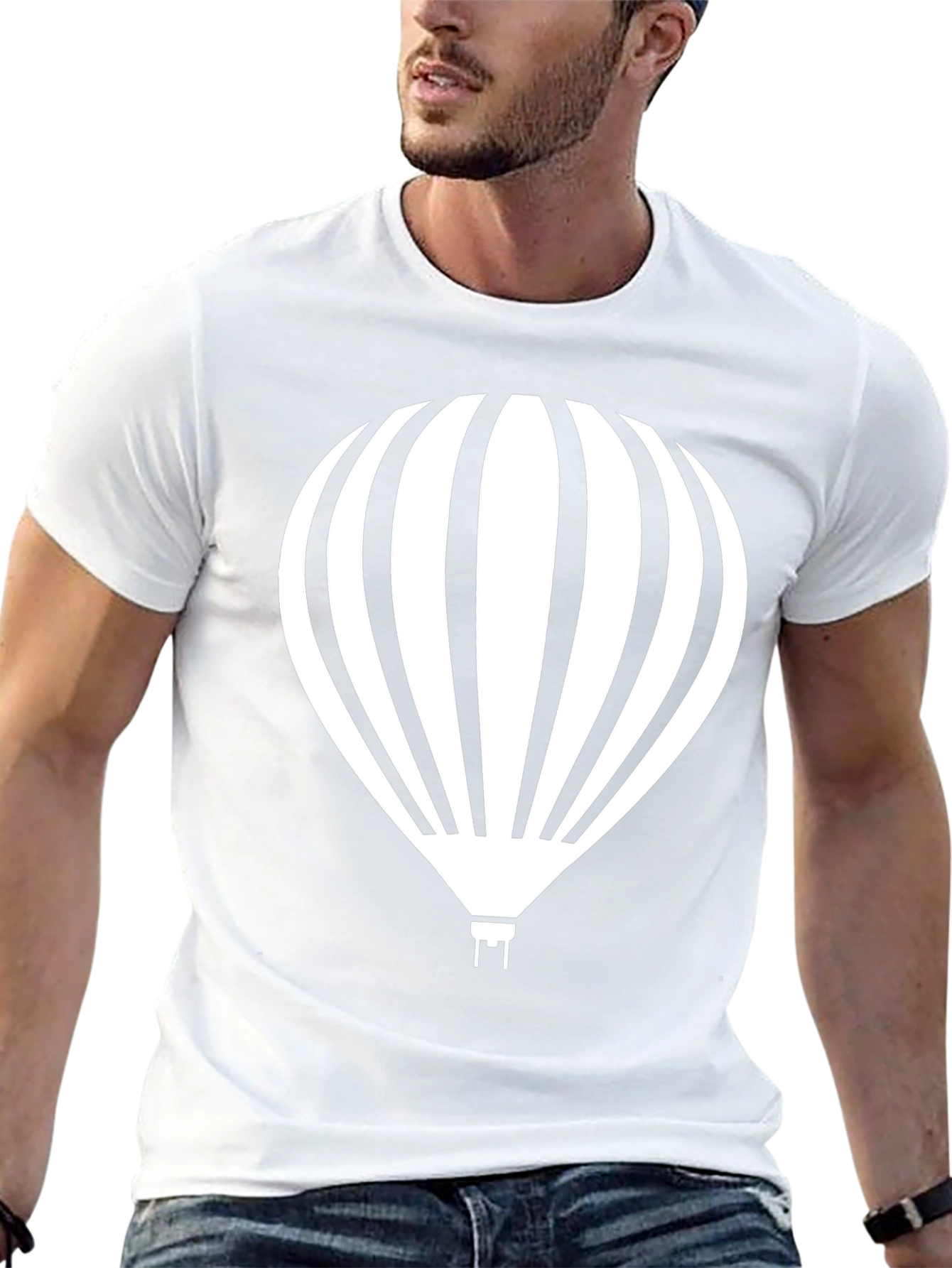 Hot Air Balloon Graphic Tee - Black Cotton Shirt
