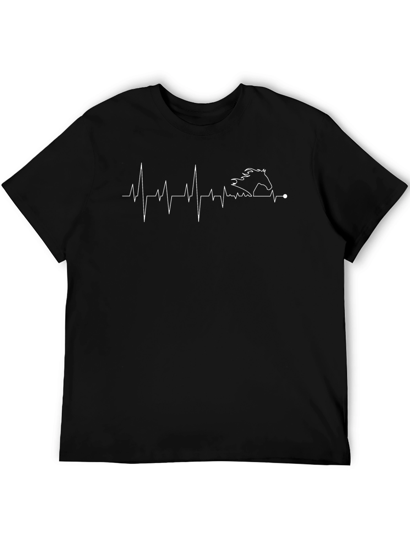 Horse Lover Heartbeat T-Shirt - Black