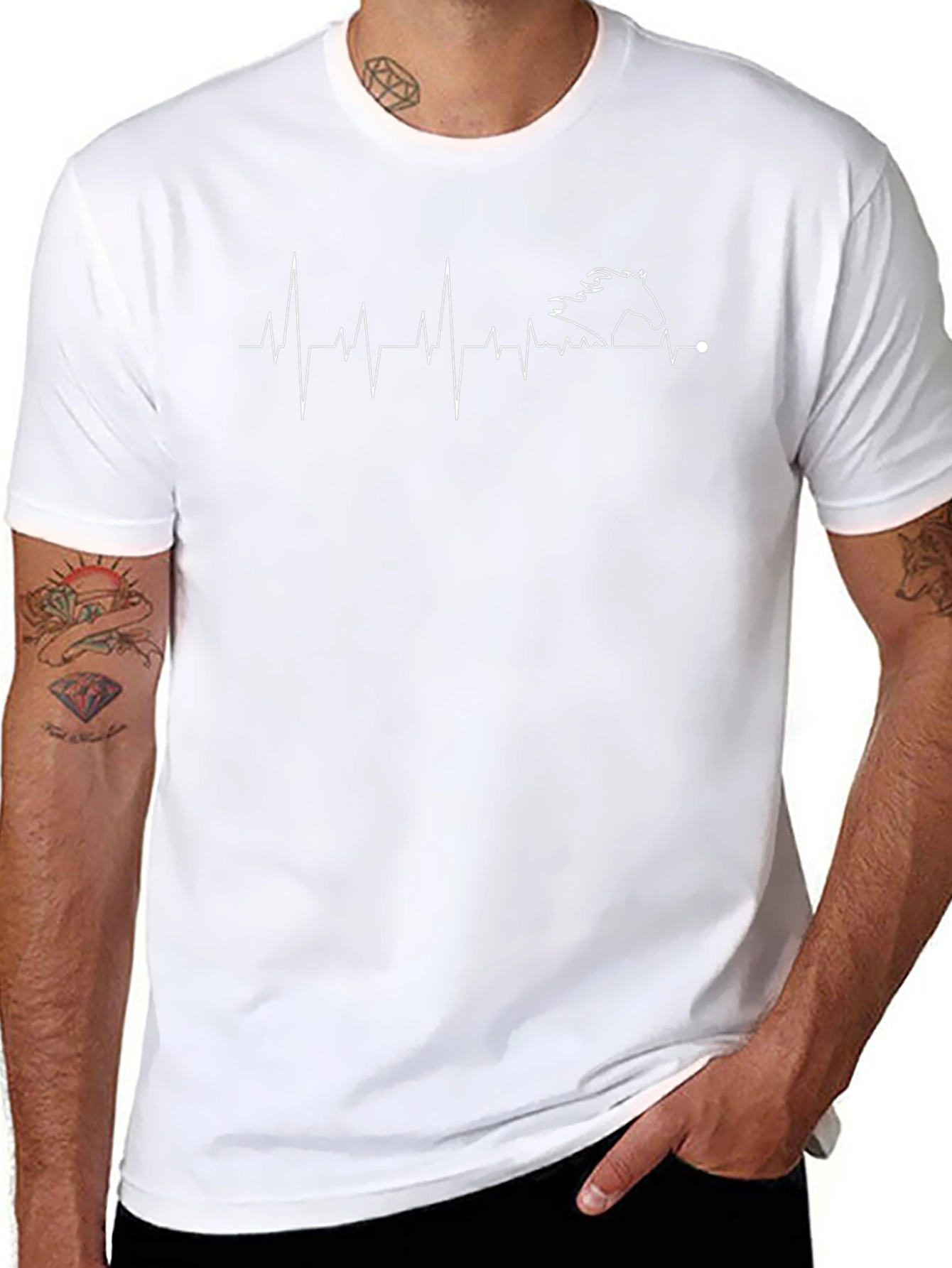 Horse Lover Heartbeat T-Shirt - Black