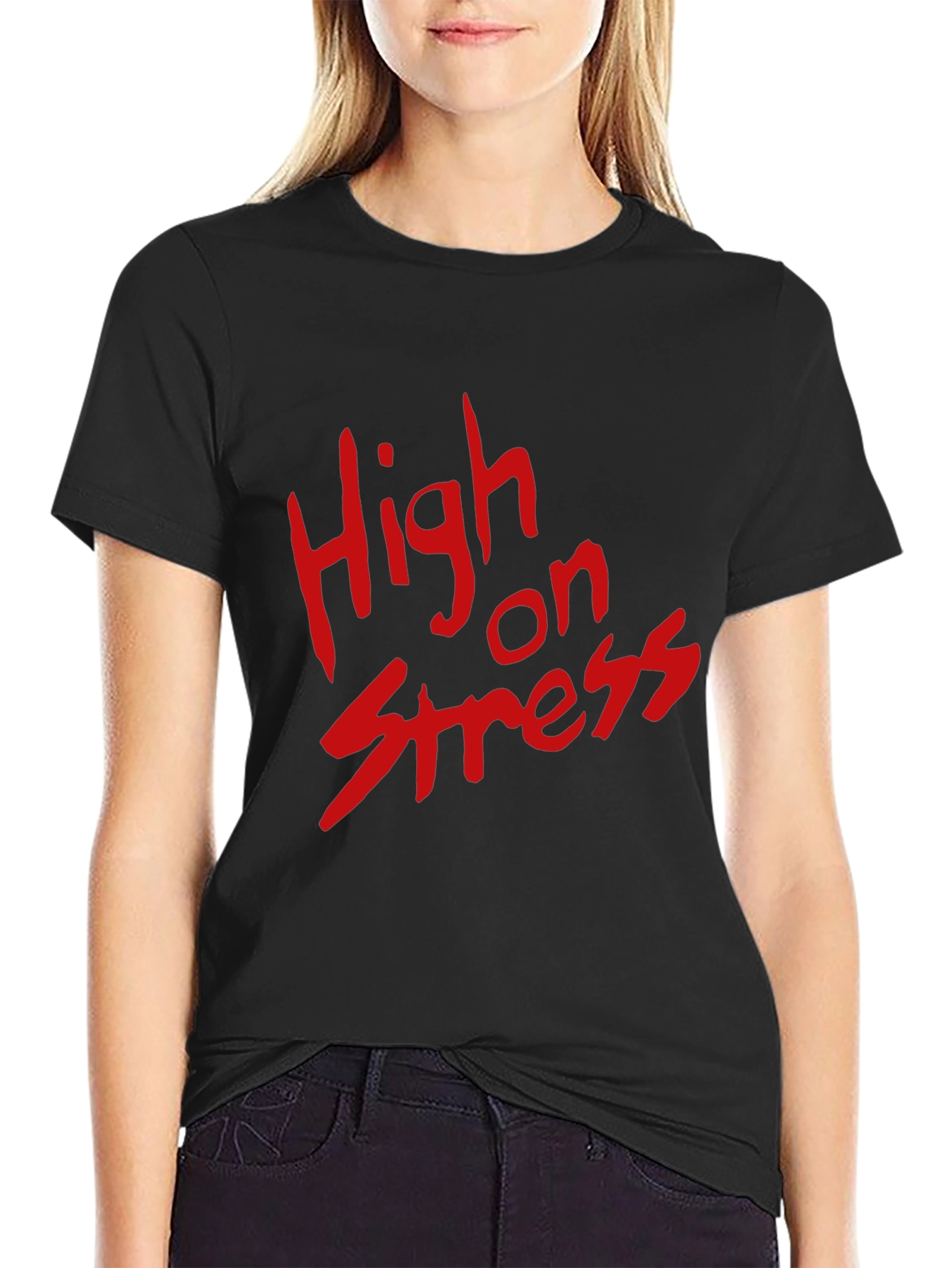 High on Stress T-Shirt - Bold Red Graphic Tee