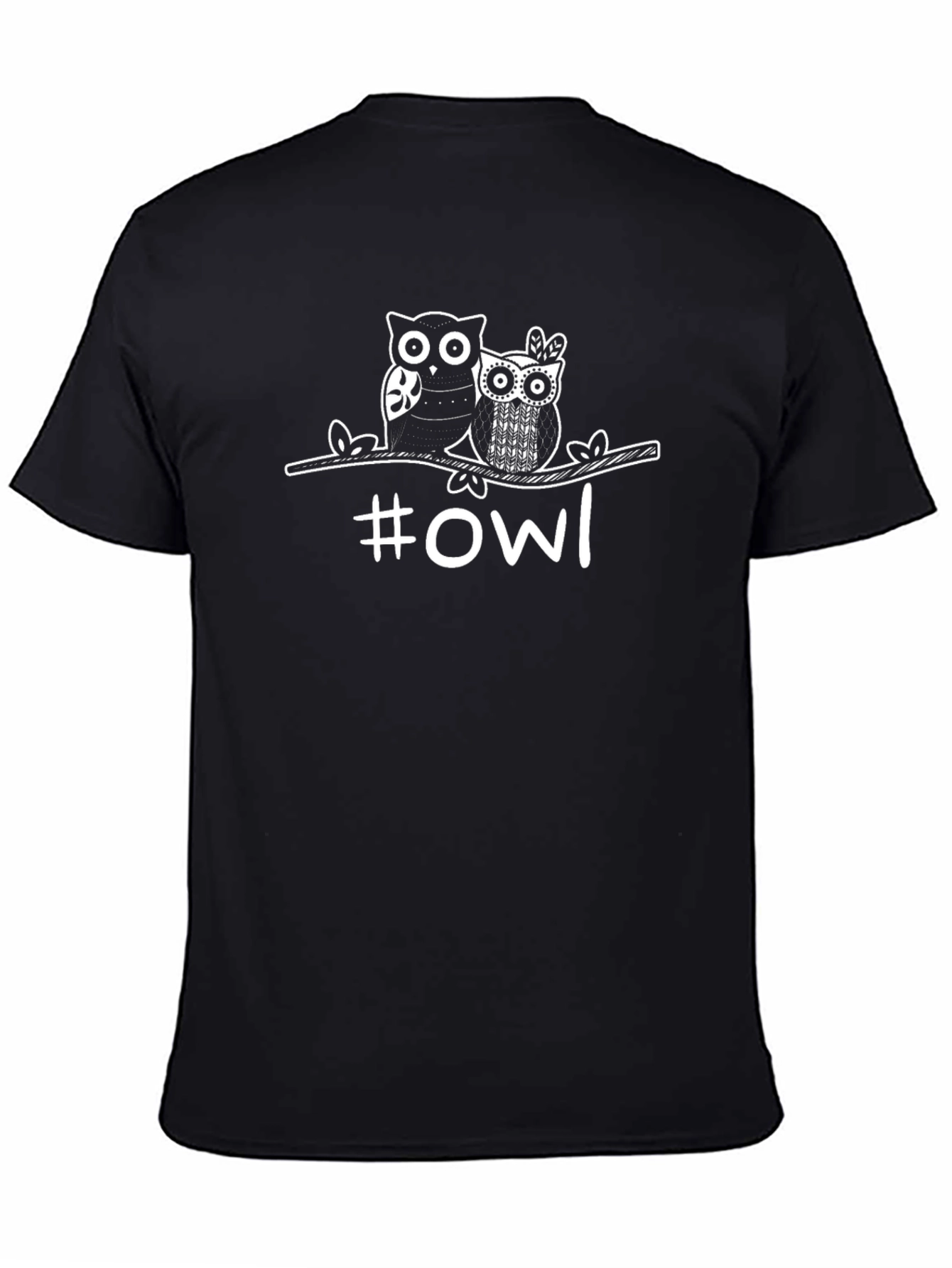 Owl Graphic Print T-Shirt - Black