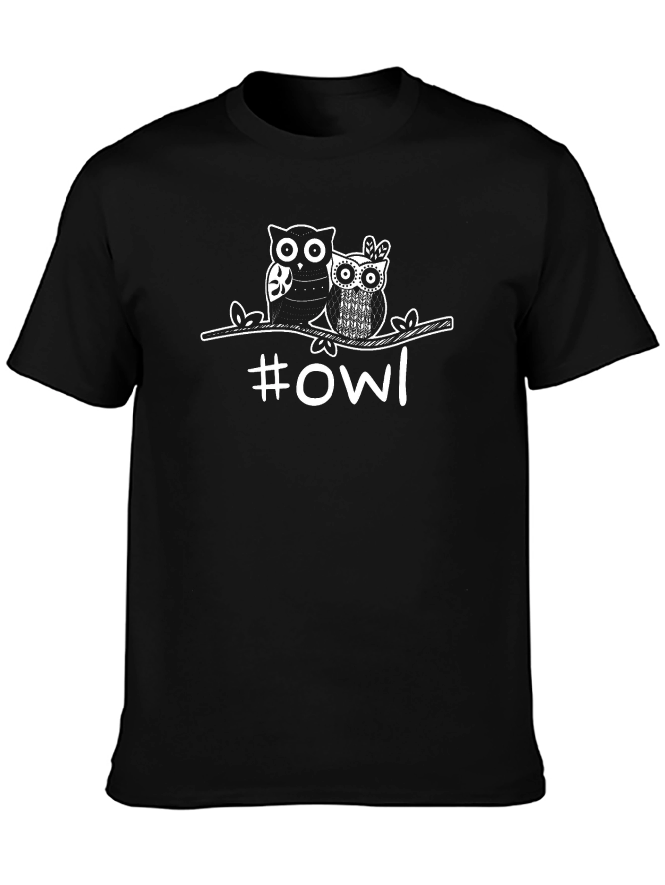 Owl Graphic Print T-Shirt - Black