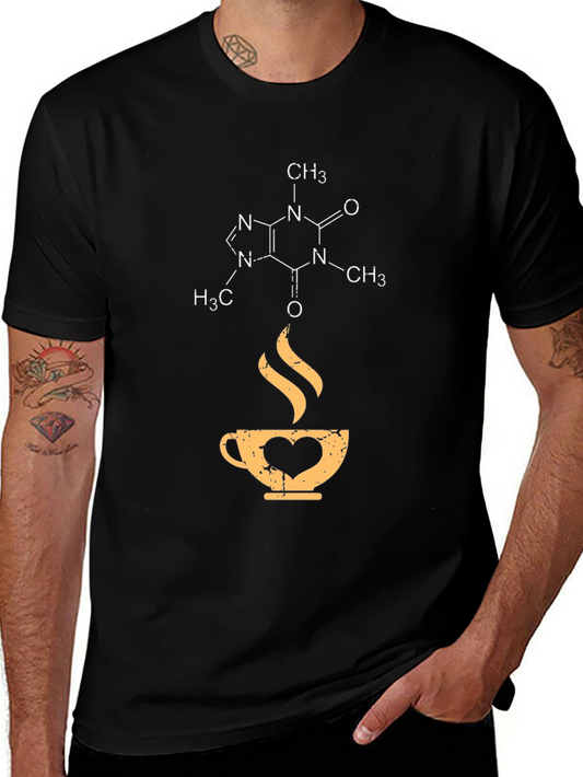 Coffee Molecule Heart T-Shirt - Caffeine Lover Tee