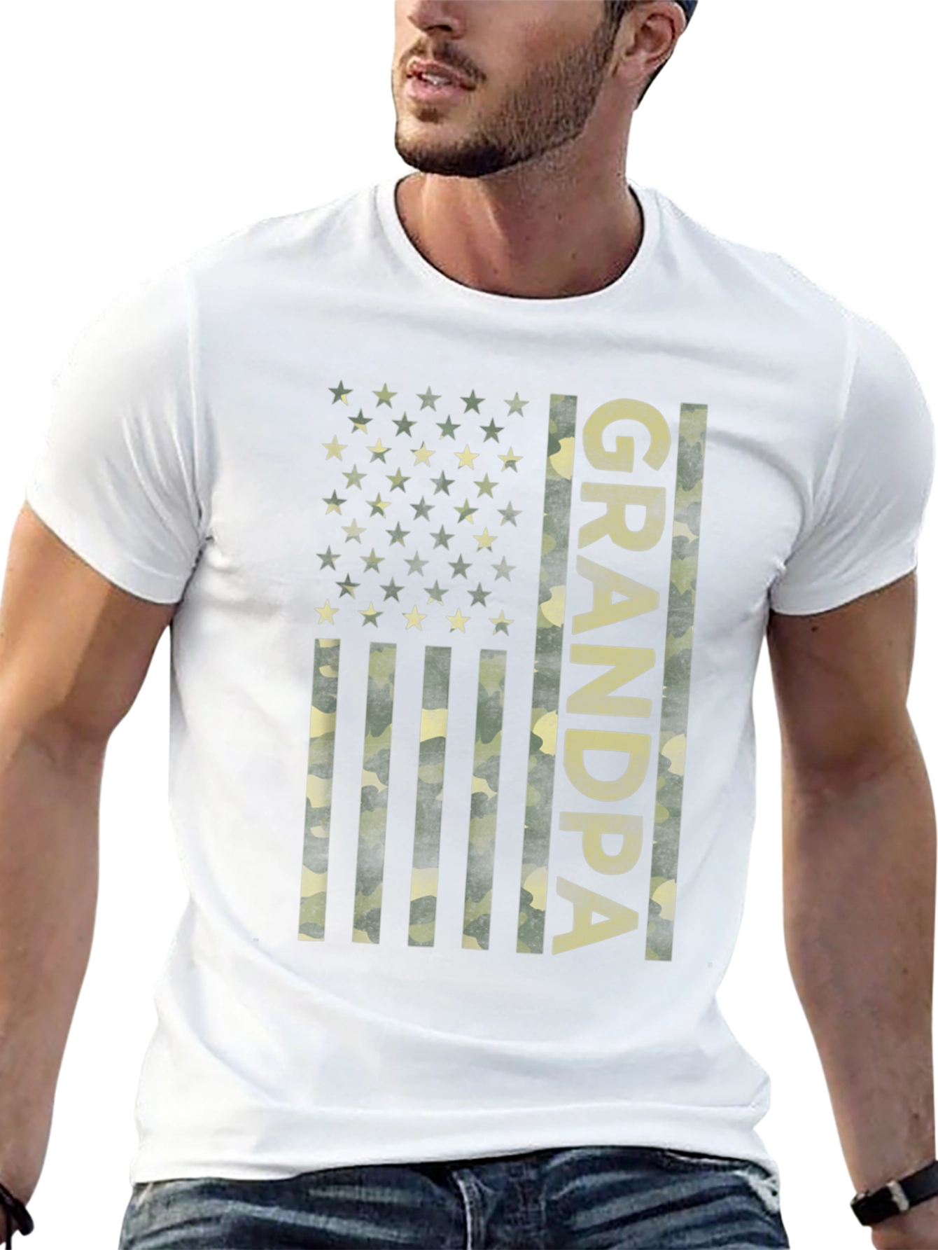 Grandpa Camo American Flag T-Shirt
