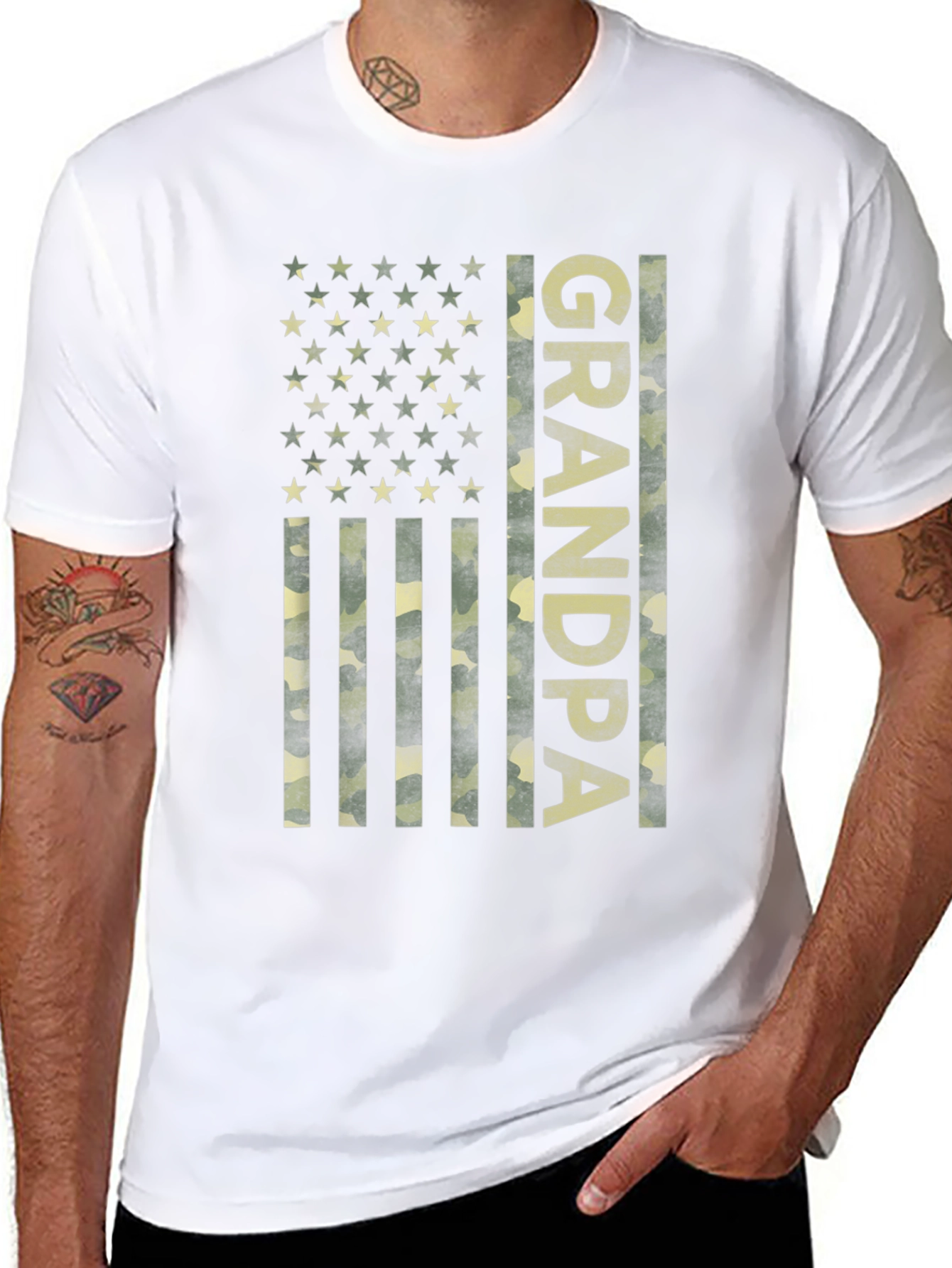 Grandpa Camo American Flag T-Shirt