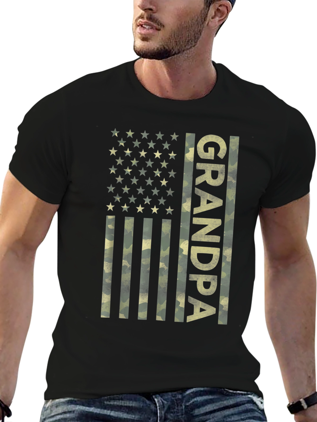 Grandpa Camo American Flag T-Shirt
