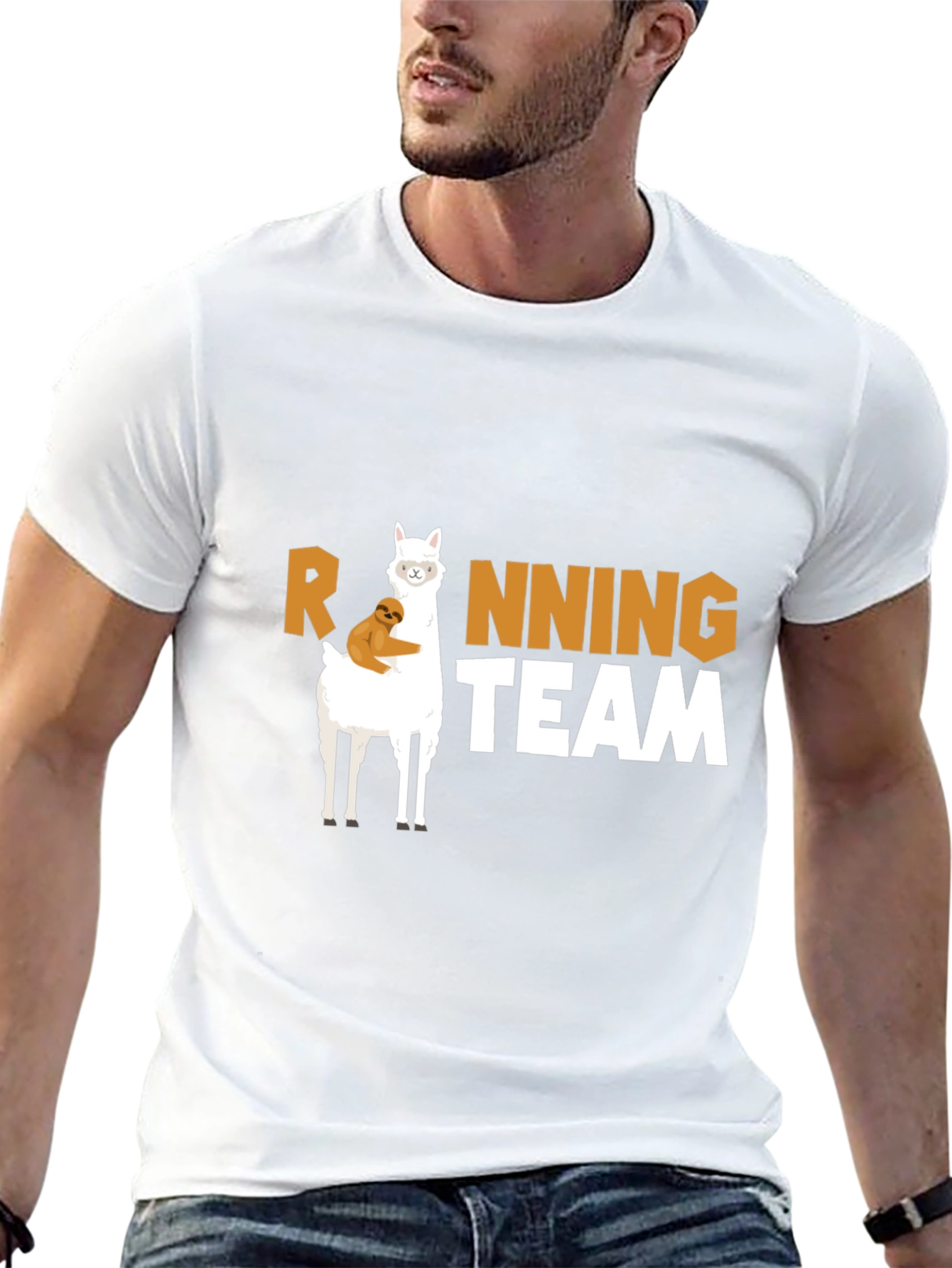 Llama & Sloth Running Team Black T-Shirt
