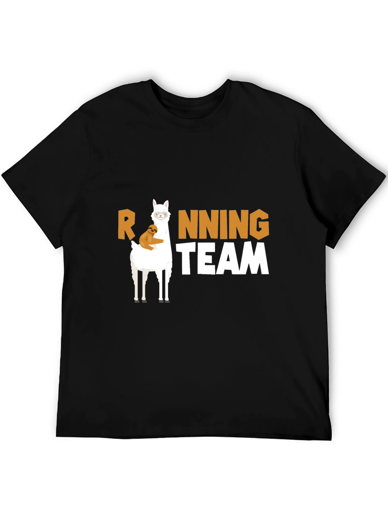 Llama & Sloth Running Team Black T-Shirt