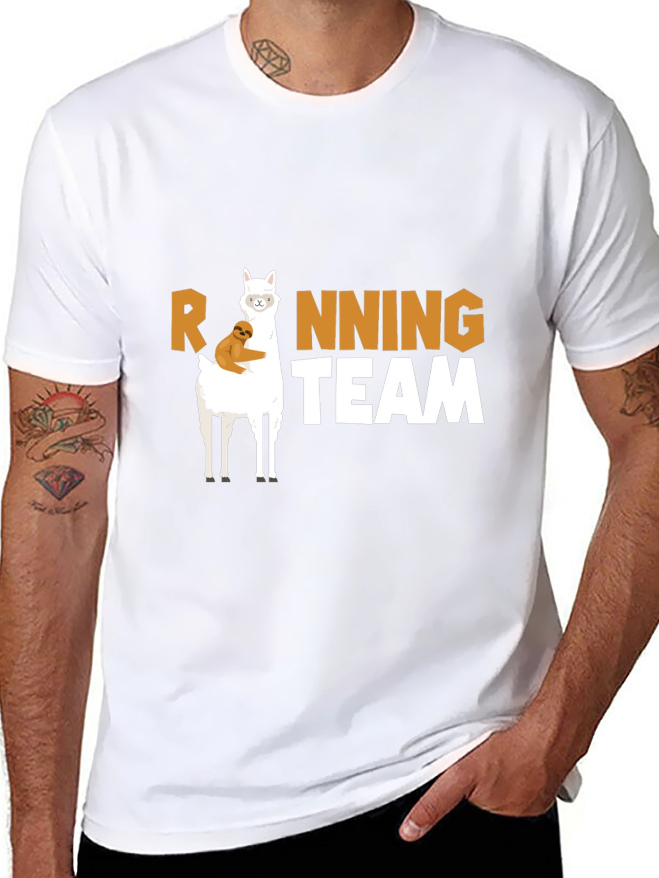 Llama & Sloth Running Team Black T-Shirt