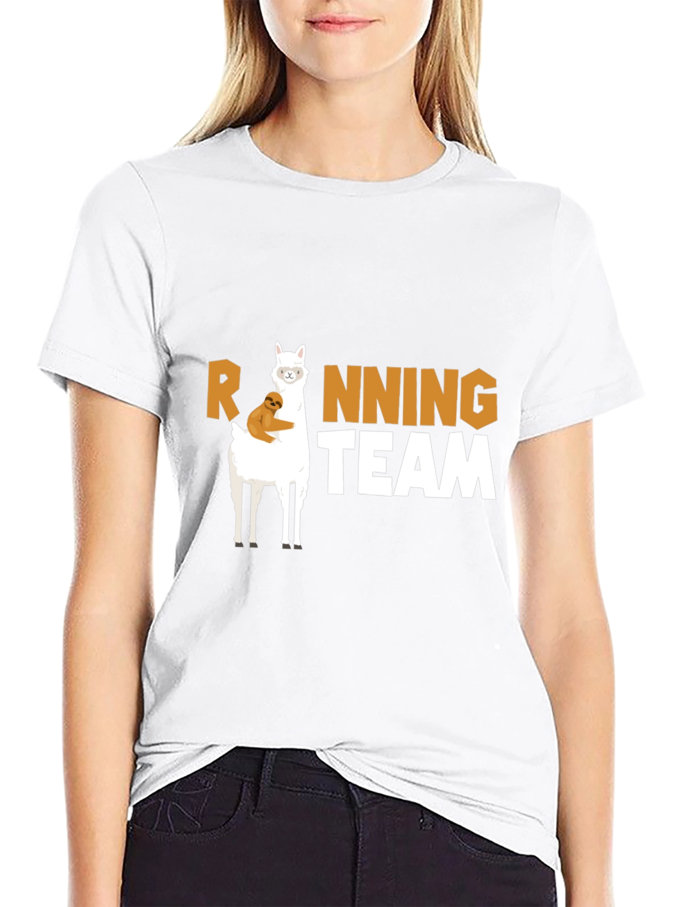 Llama & Sloth Running Team Black T-Shirt